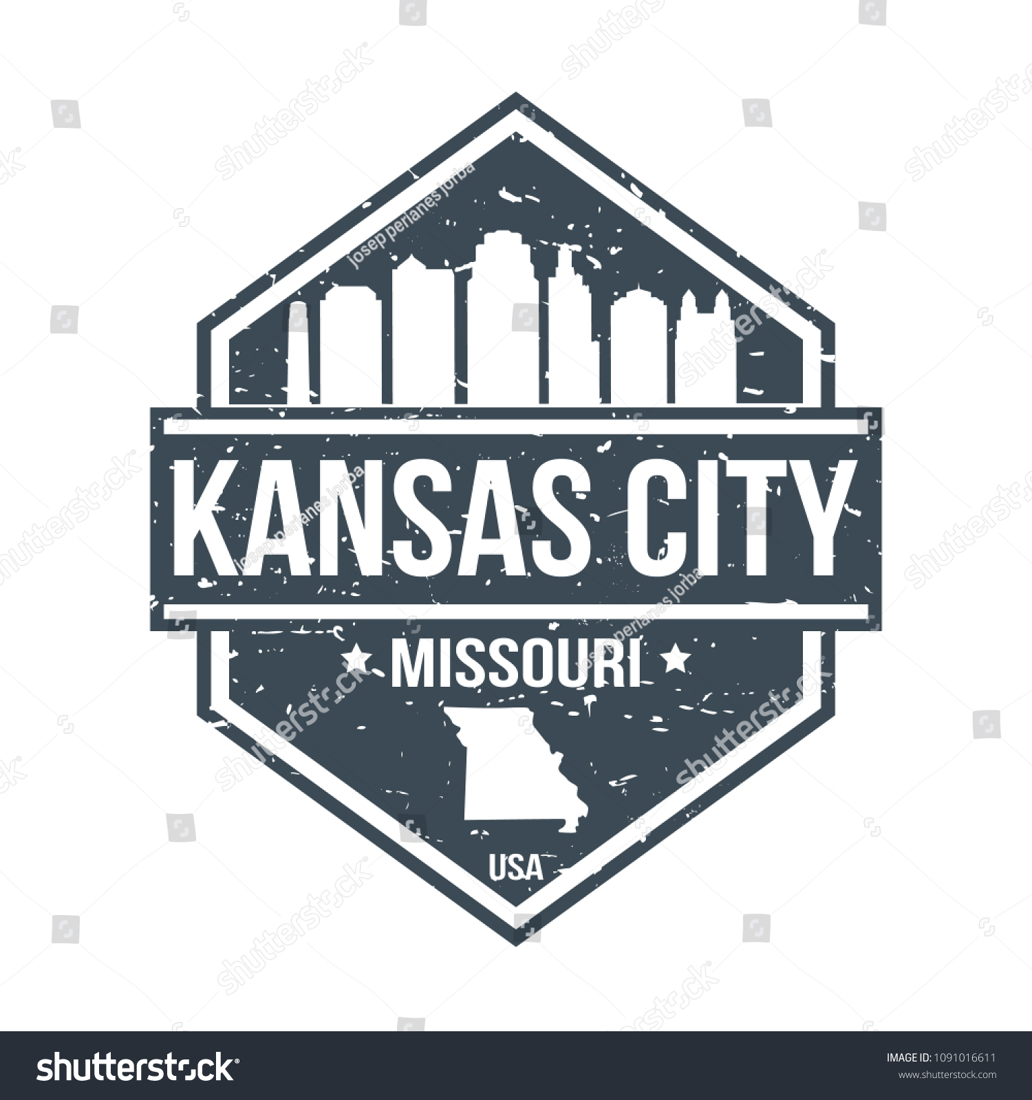 Kansas City Missouri Travel Stamp Icon Stock Vector (Royalty Free ...