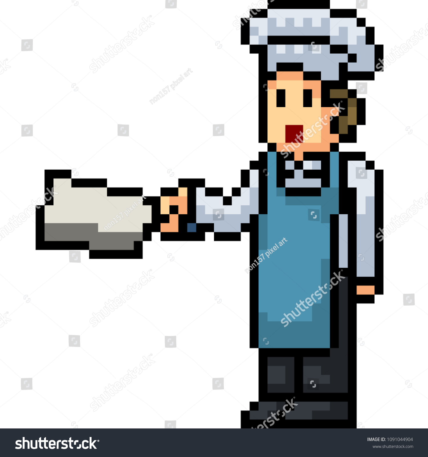 Vector Pixel Art Chef Isolated Cartoon Stock Vector (Royalty Free ...