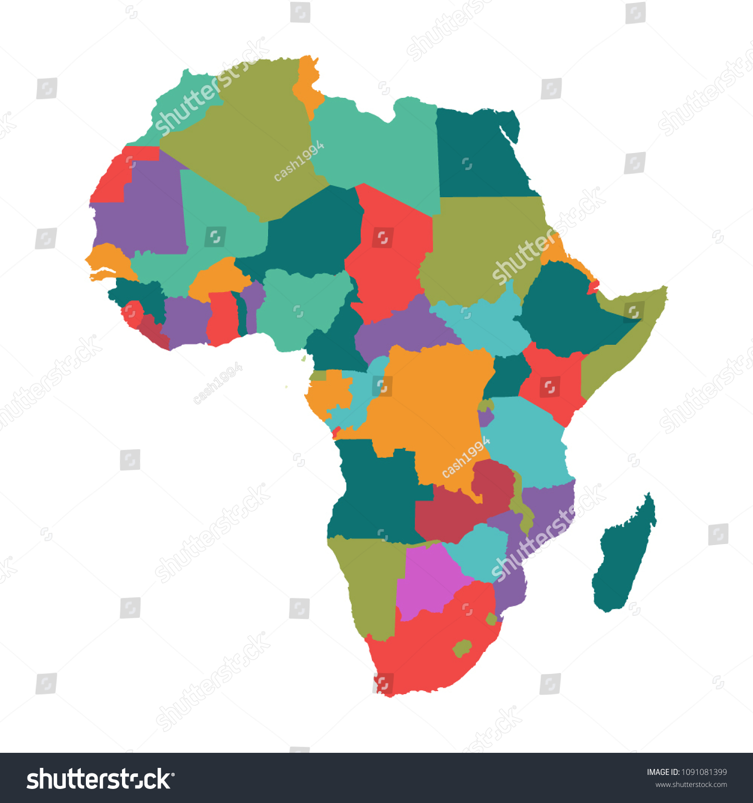 Political Map Africa Vector Stock Vector Royalty Free 1091081399 Shutterstock 6482