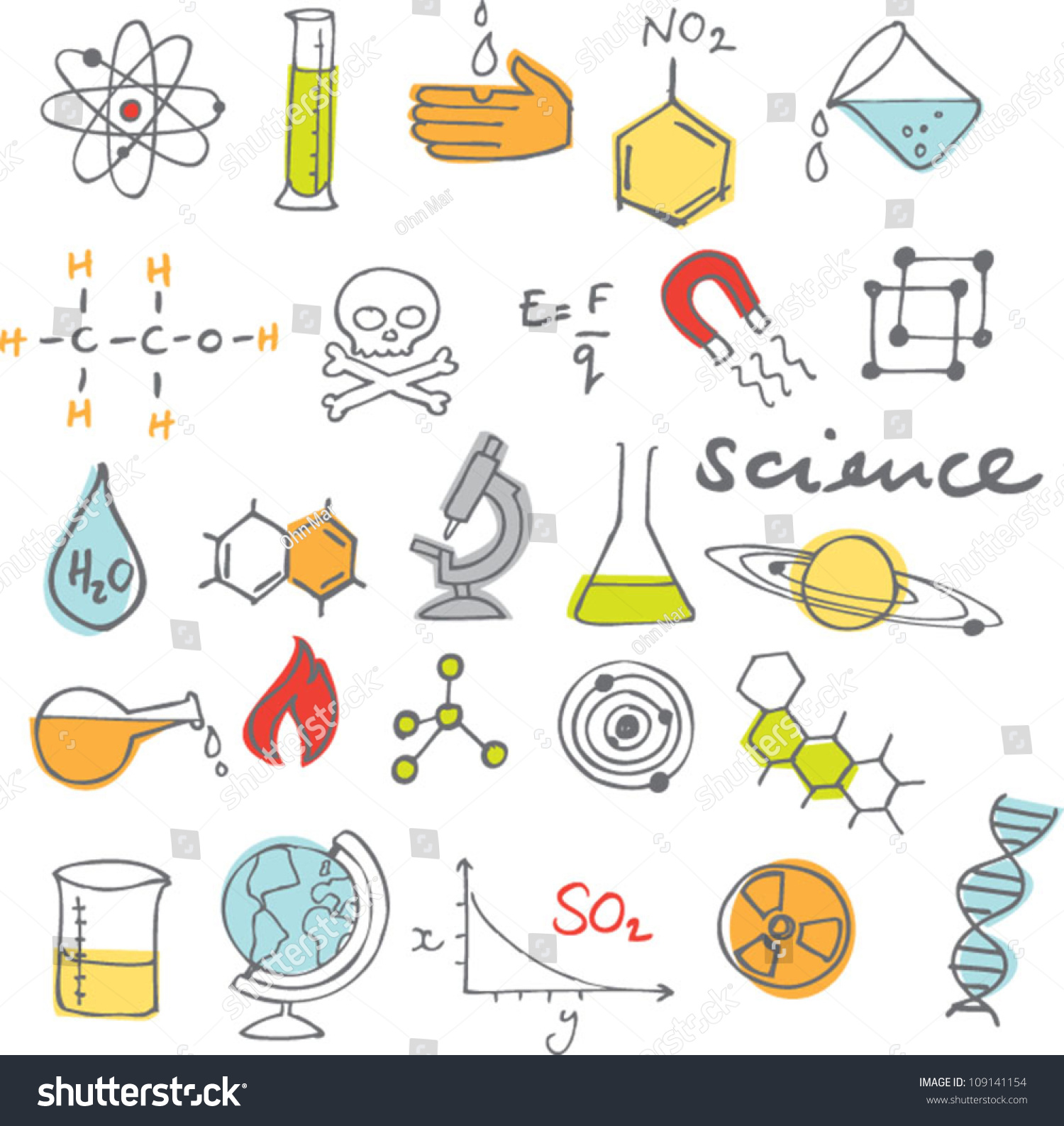 Science Icons Doodles Vector Set Stock Vector (Royalty Free) 109141154 ...