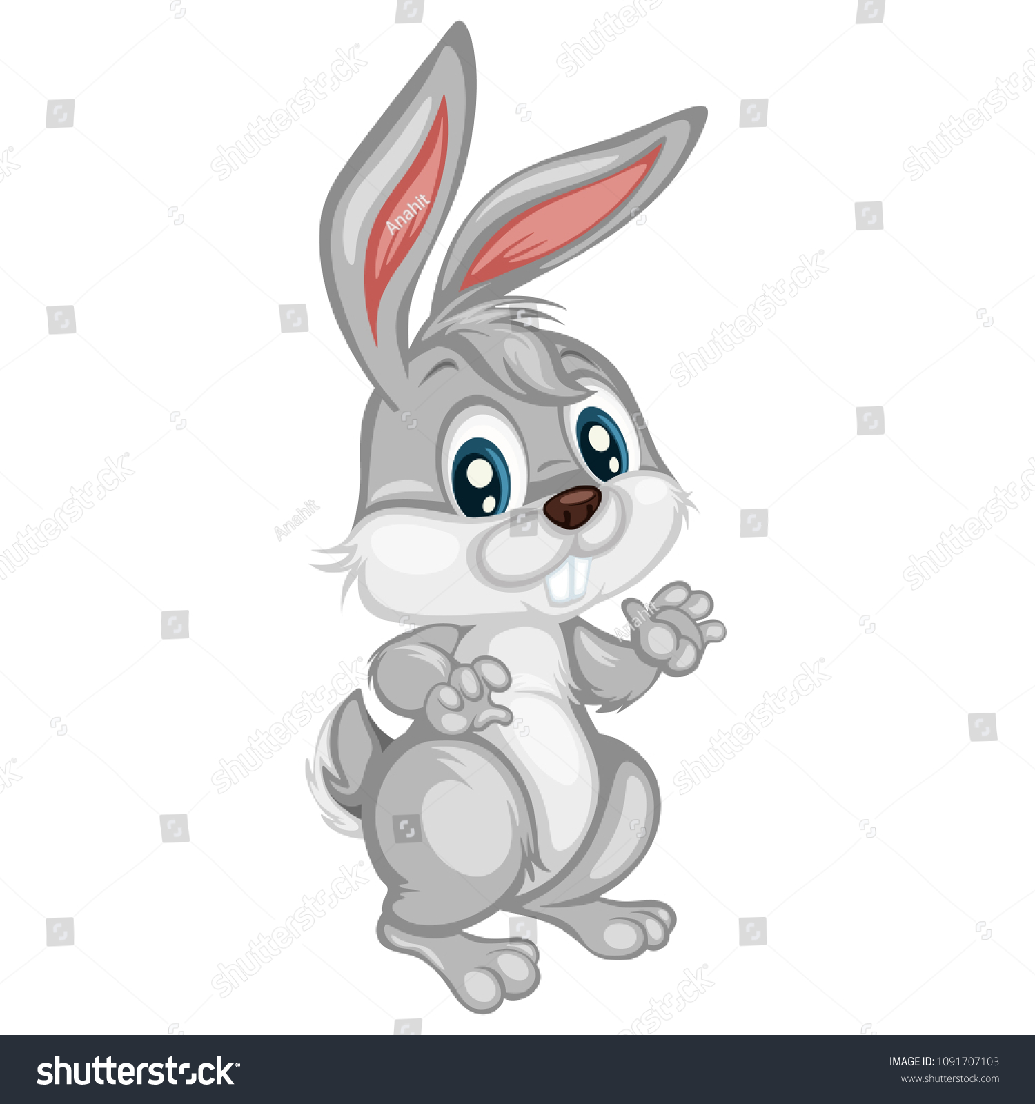 Vector Illustration Happy Rabbit Cute Cartoon Stock Vector (Royalty ...