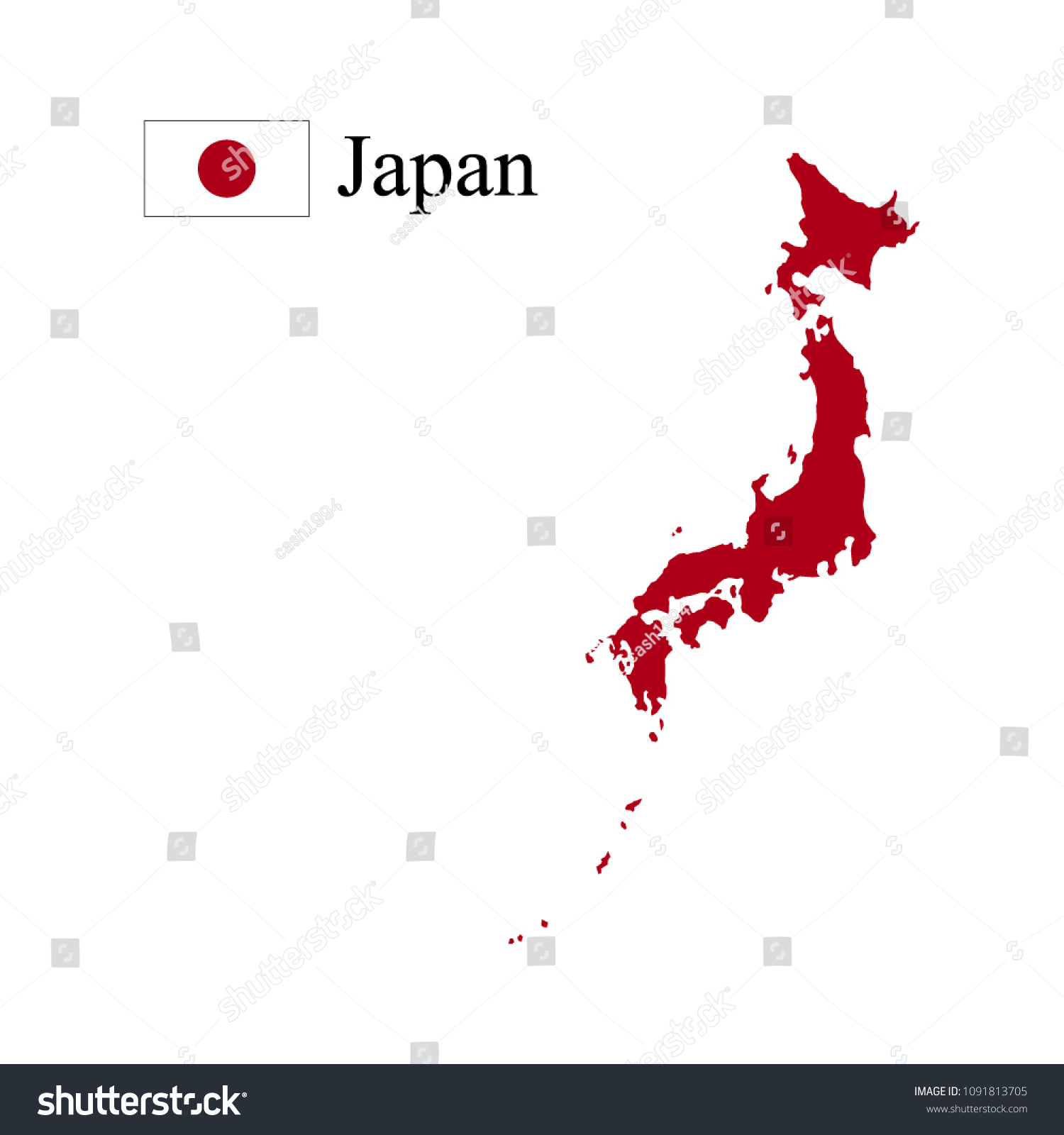 Japan World Map Stock Vector (Royalty Free) 1091813705 | Shutterstock