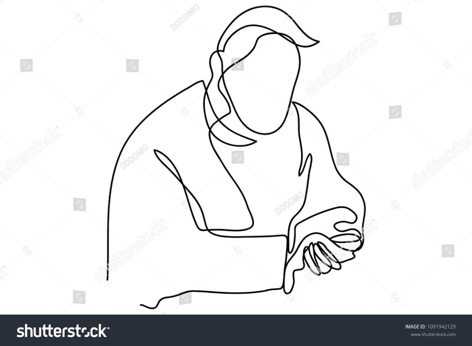 Continuous Line Drawing Christian Prayer Vector Stock Vector (Royalty ...