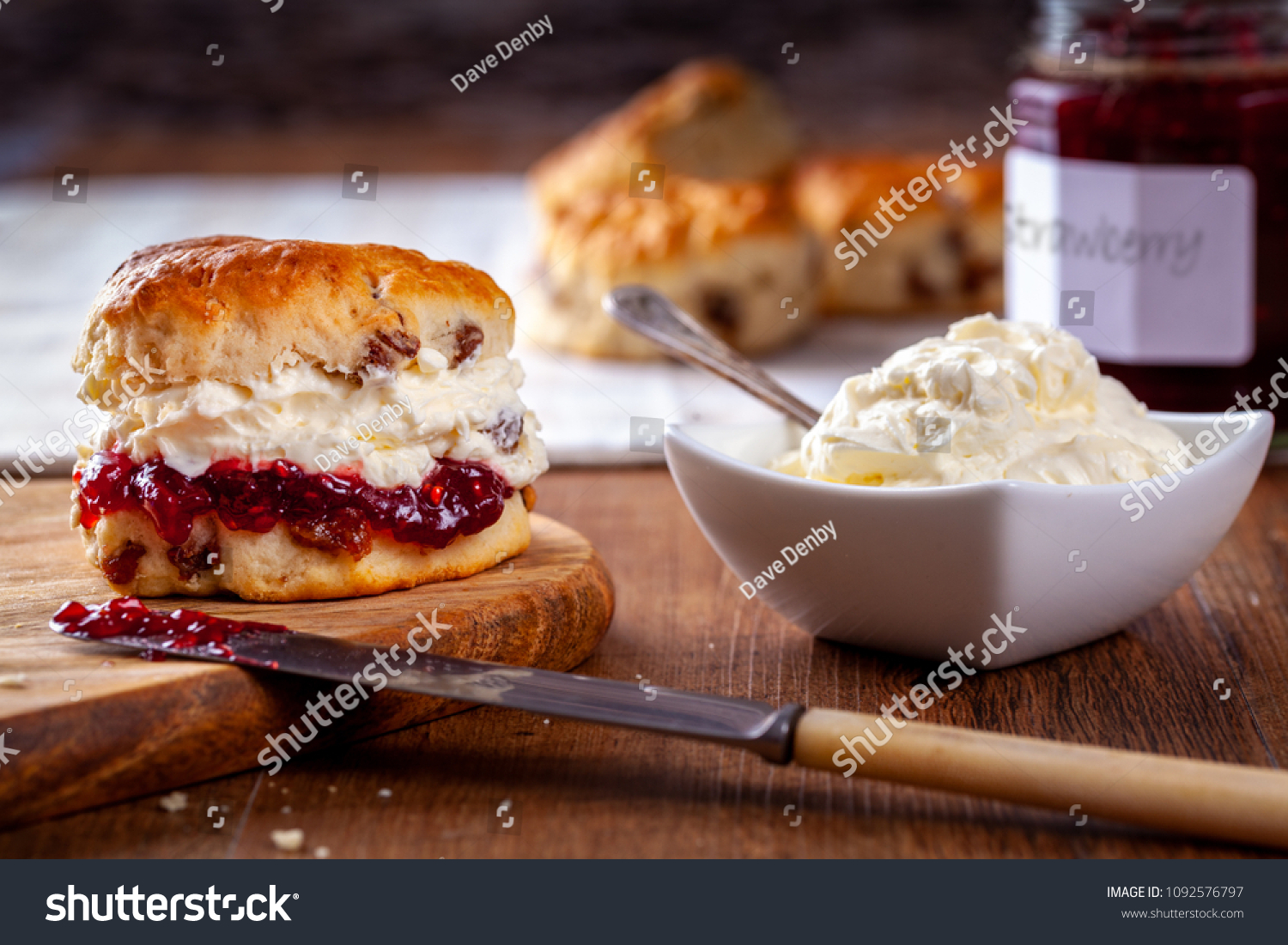 Scones Strawberry Jam Clotted Cream Stock Photo 1092576797 | Shutterstock