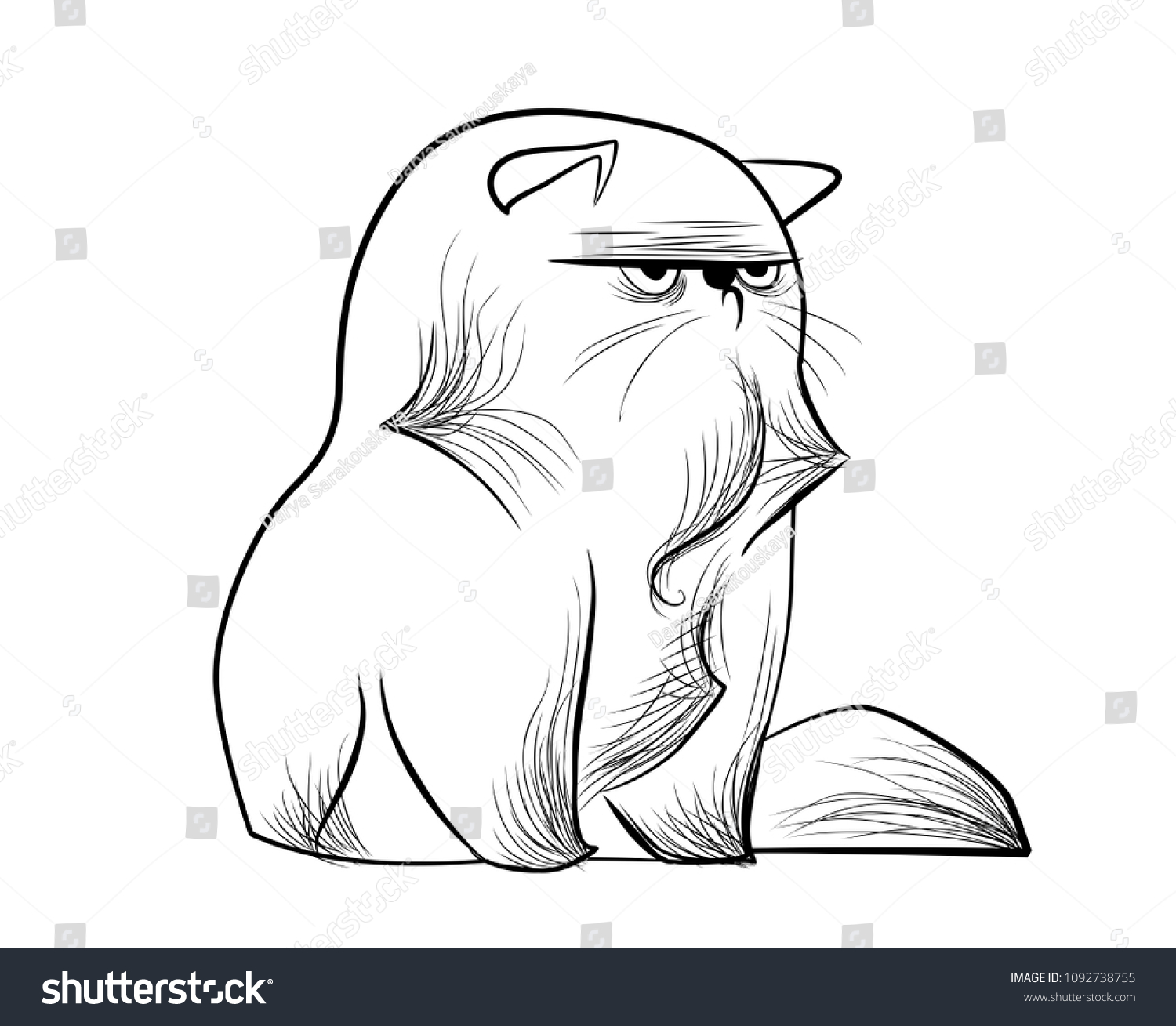 Angry Cat Doodle Art Line Art Stock Vector (Royalty Free) 1092738755 ...