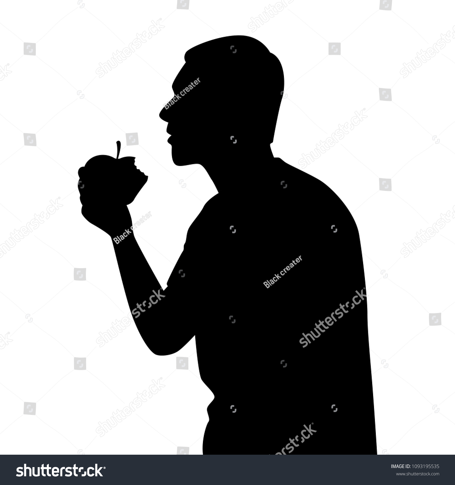 Man Eat Apple Silhouette Vector Stock Vector (Royalty Free) 1093195535 ...