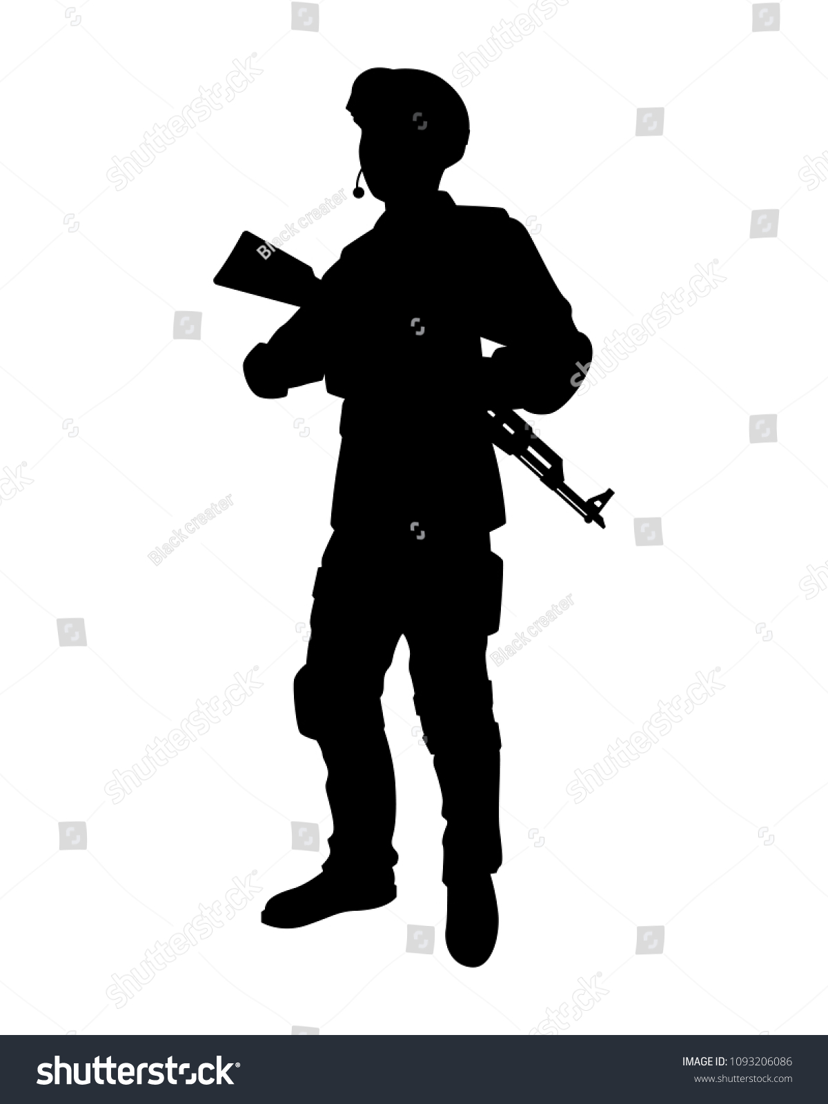 Soldier Ak47 Rifle Gun Hand Silhouette Stock Vector (Royalty Free ...