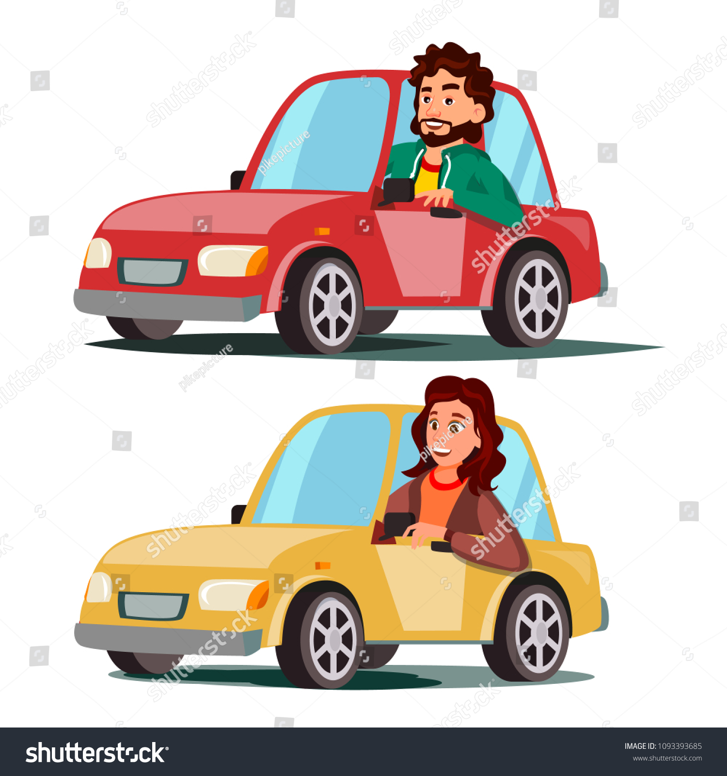 Driver People Vector Man Woman Sitting Stock Vector (Royalty Free ...