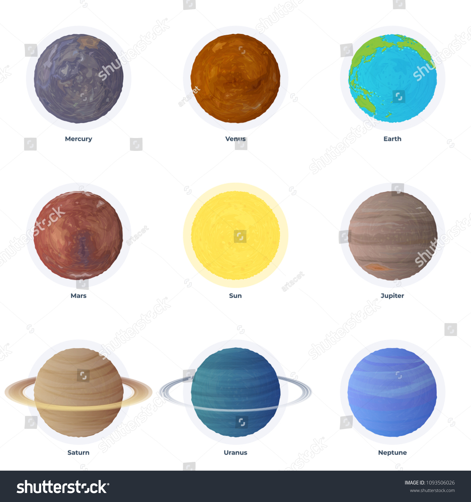 Set Vector Icons Solar System Planets Stock Vector (Royalty Free ...