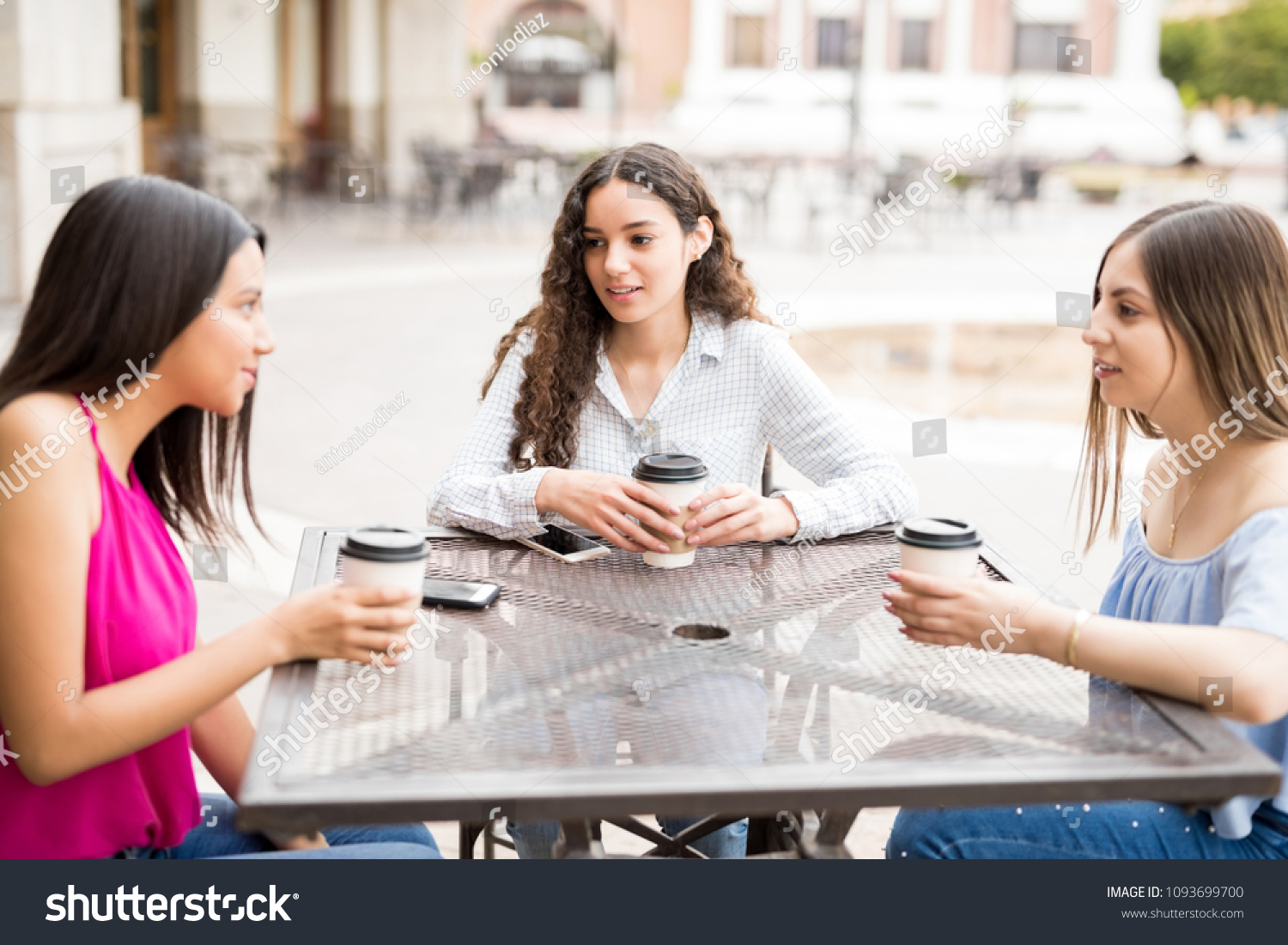 Group Cute Teenage Girls Sitting Restaurant Stock Photo 1093699700 ...