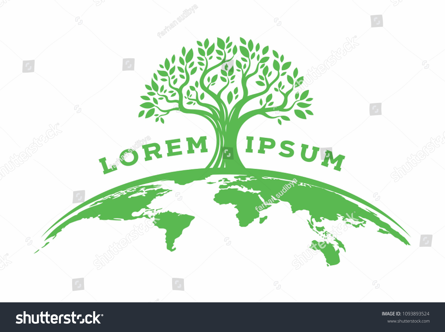Stock Vector Tree In World Maps For Ecology Vector Illustration 1093893524 