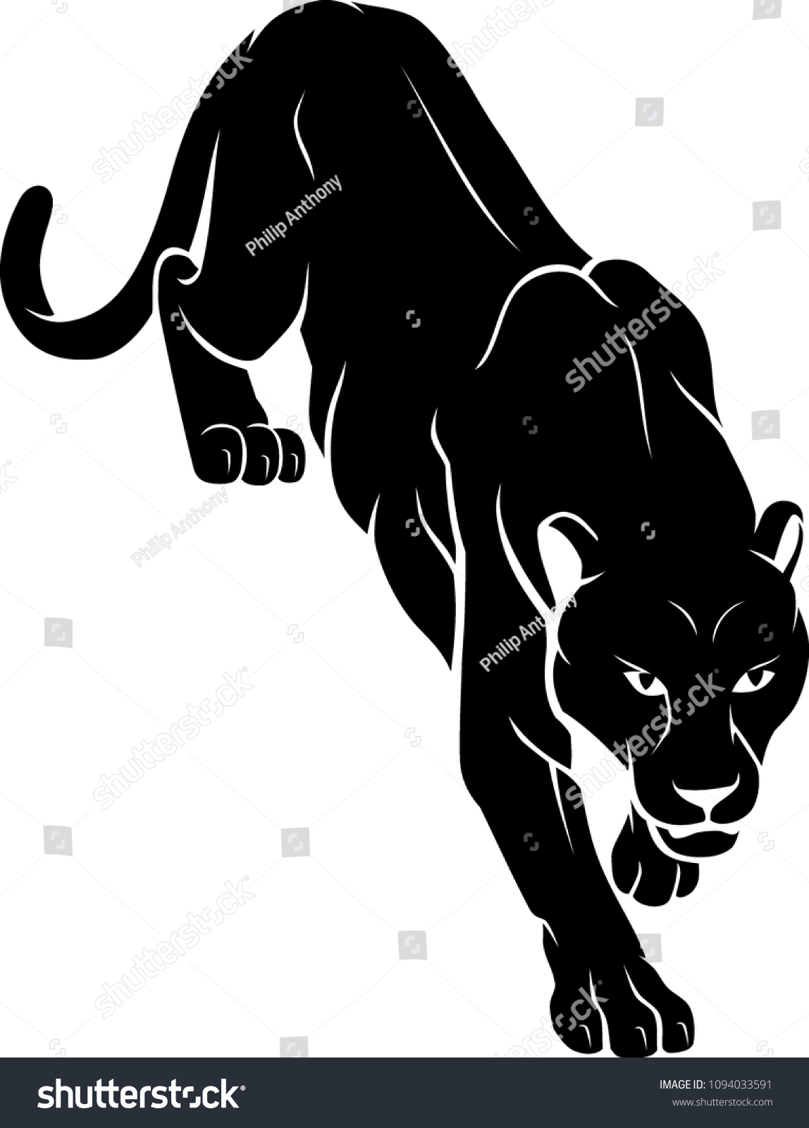 Black Panther Climb Down Stock Vector (Royalty Free) 1094033591 ...