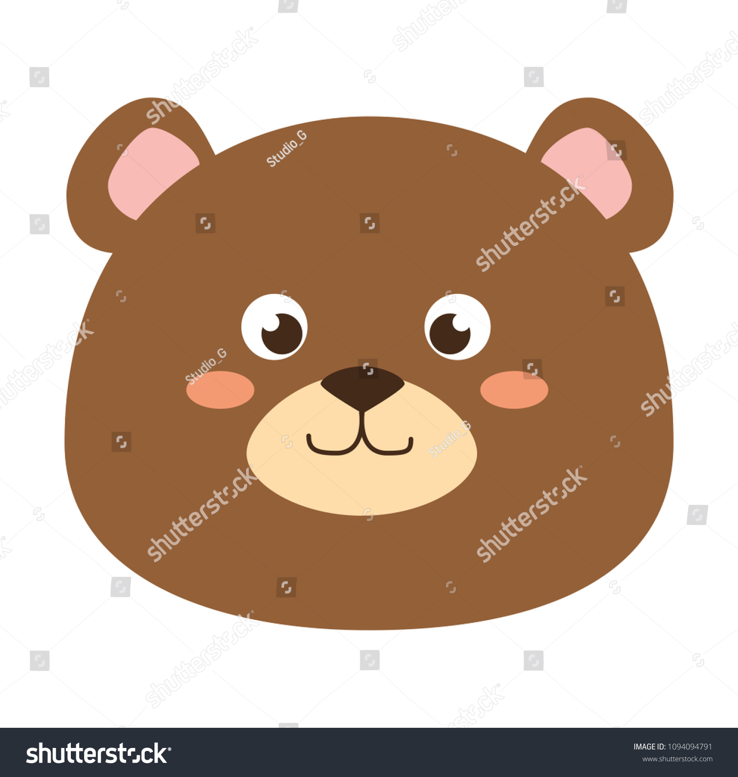 Cute Bear Teddy Head Adorable Character Stock Vector (Royalty Free ...