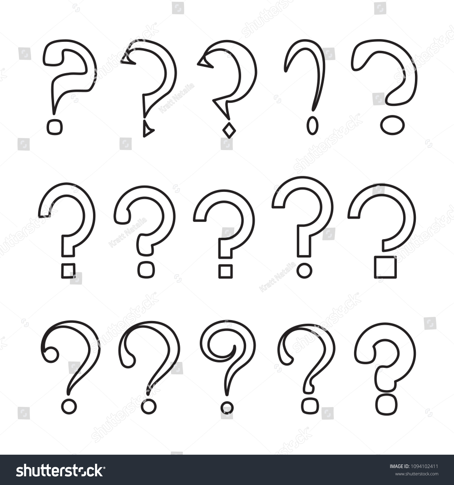 Question Mark Symbols Set Vector Shapes Stock Vector (Royalty Free ...