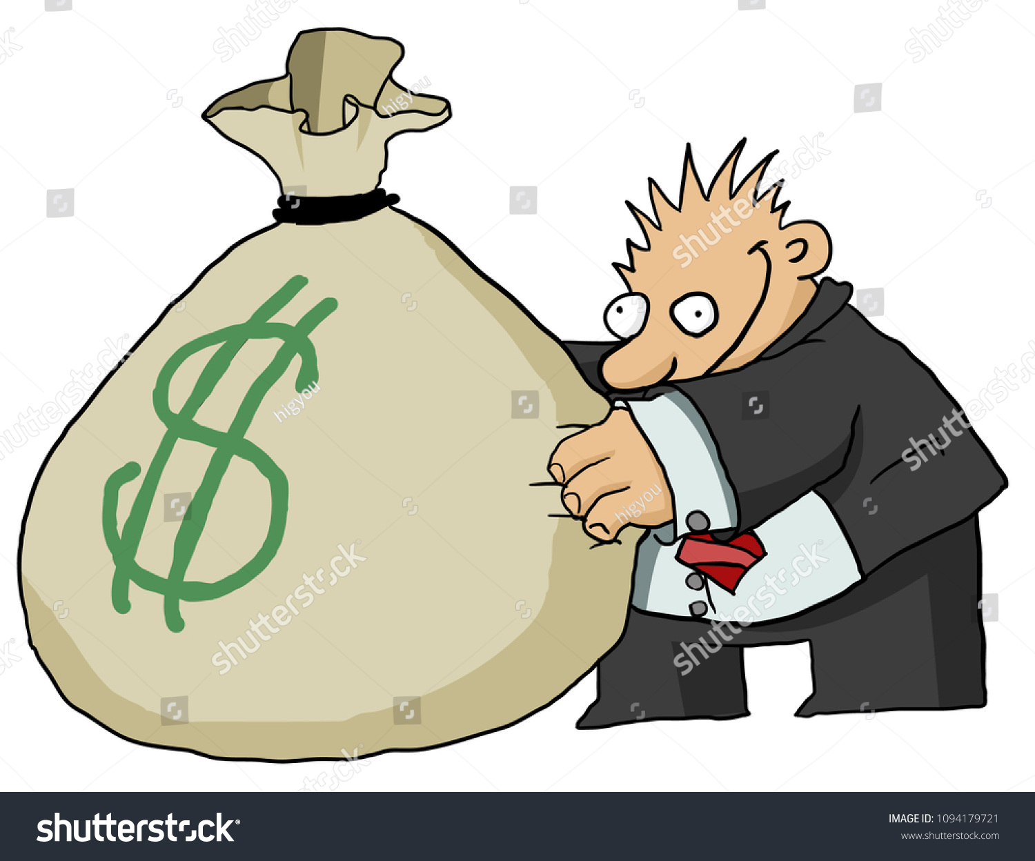 Money Bag Grabber Cartoon Color Drawing Stock Vector (Royalty Free ...