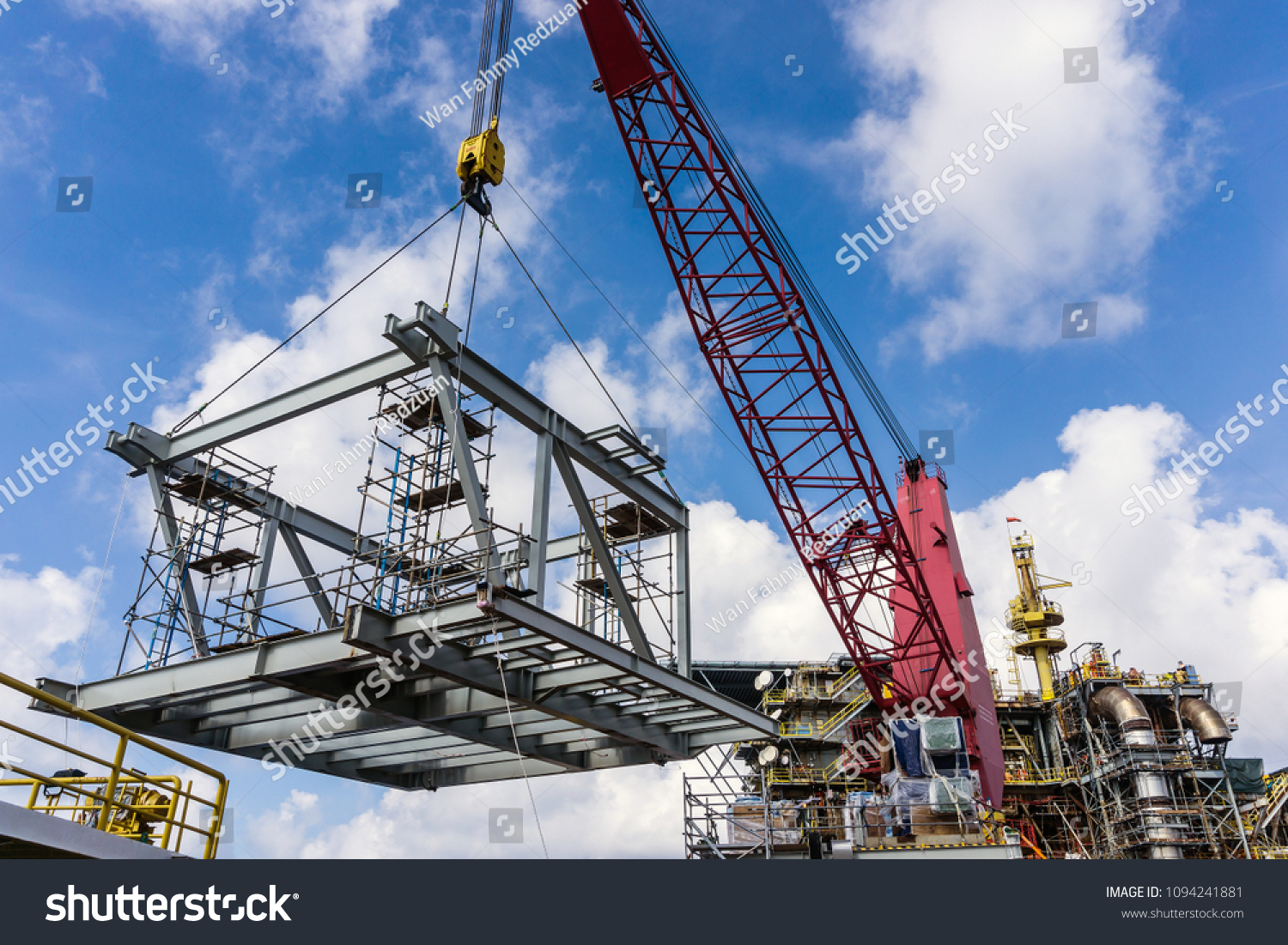 Offshore Construction Barge Crane Lifted Structural Stock Photo ...