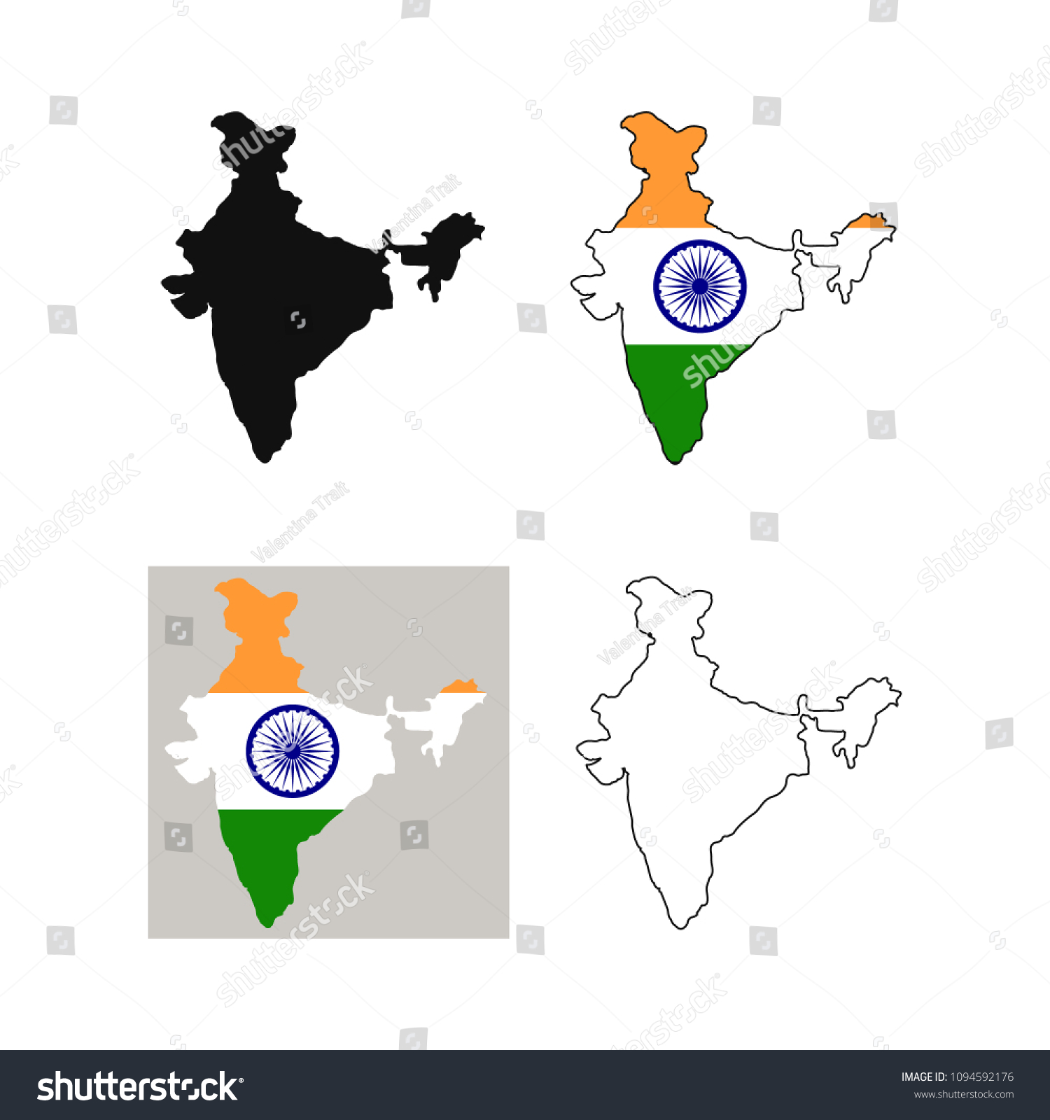 Set India Map Silhouettes Vector Background: เวกเตอร์สต็อก (ปลอดค่า ...