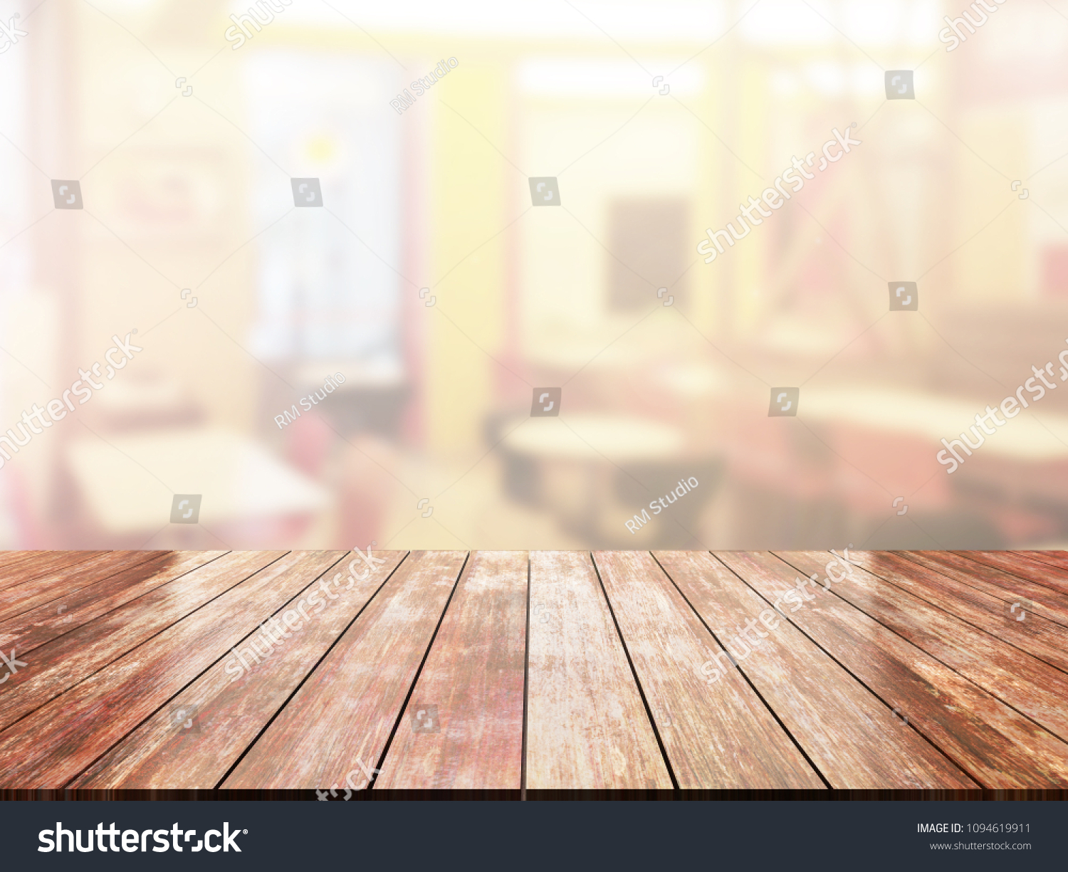 Closeup Top Wood Table Blur Background Stock Photo 1094619911 ...