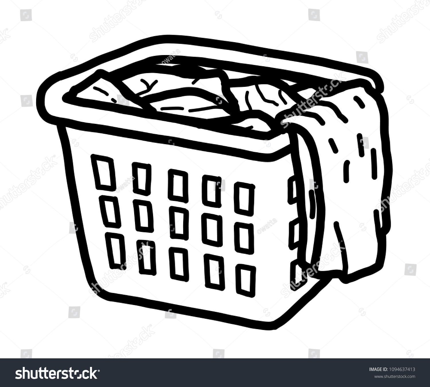 Clothes Basket Cartoon Vector Illustration Black Stock Vector (Royalty ...