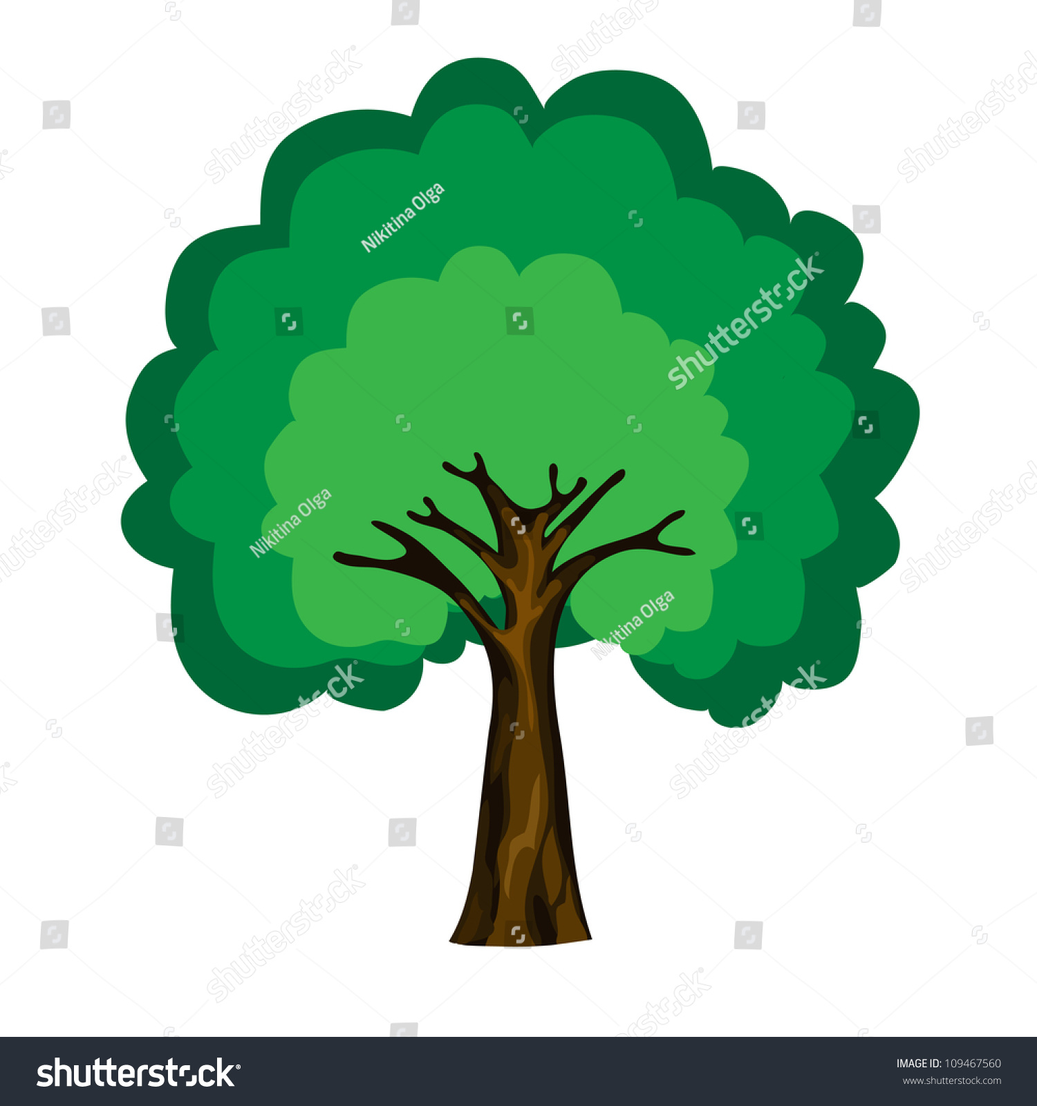 Cartoon Tree Isolated On White Background Stock Vector (Royalty Free ...