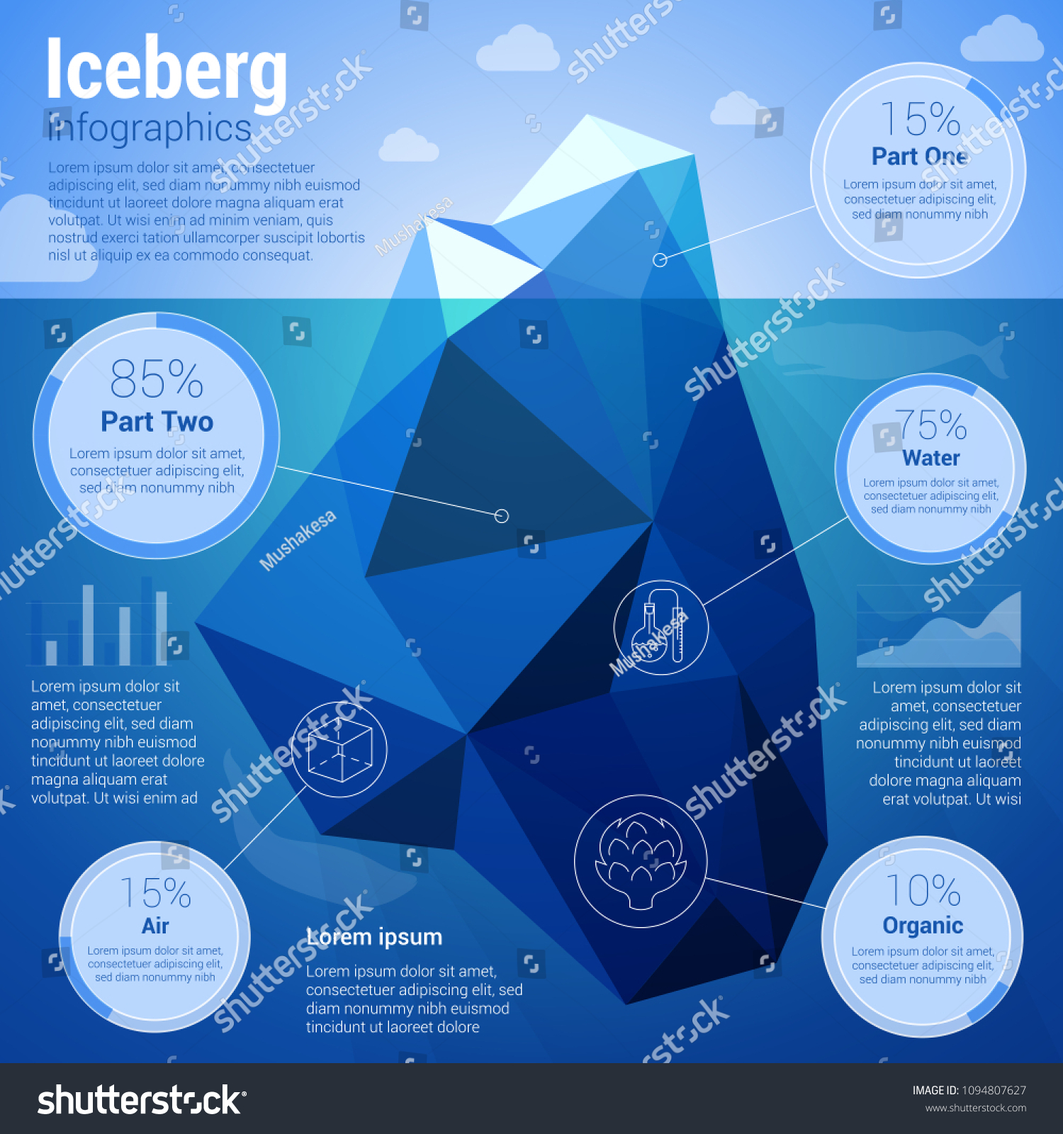 Iseberg Floating Deep Water Lowpolygonal Infographics Stock Vector ...