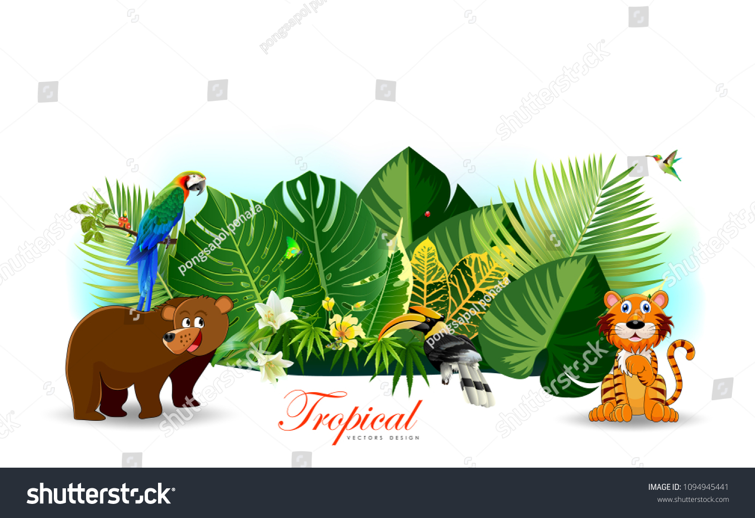 Jungle Zoo Themed Animal Background Field Stock Vector (Royalty Free ...