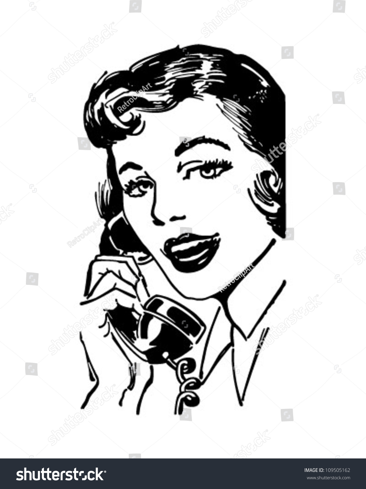 Telephone Gal Retro Clipart Illustration Stock Vector (Royalty Free ...