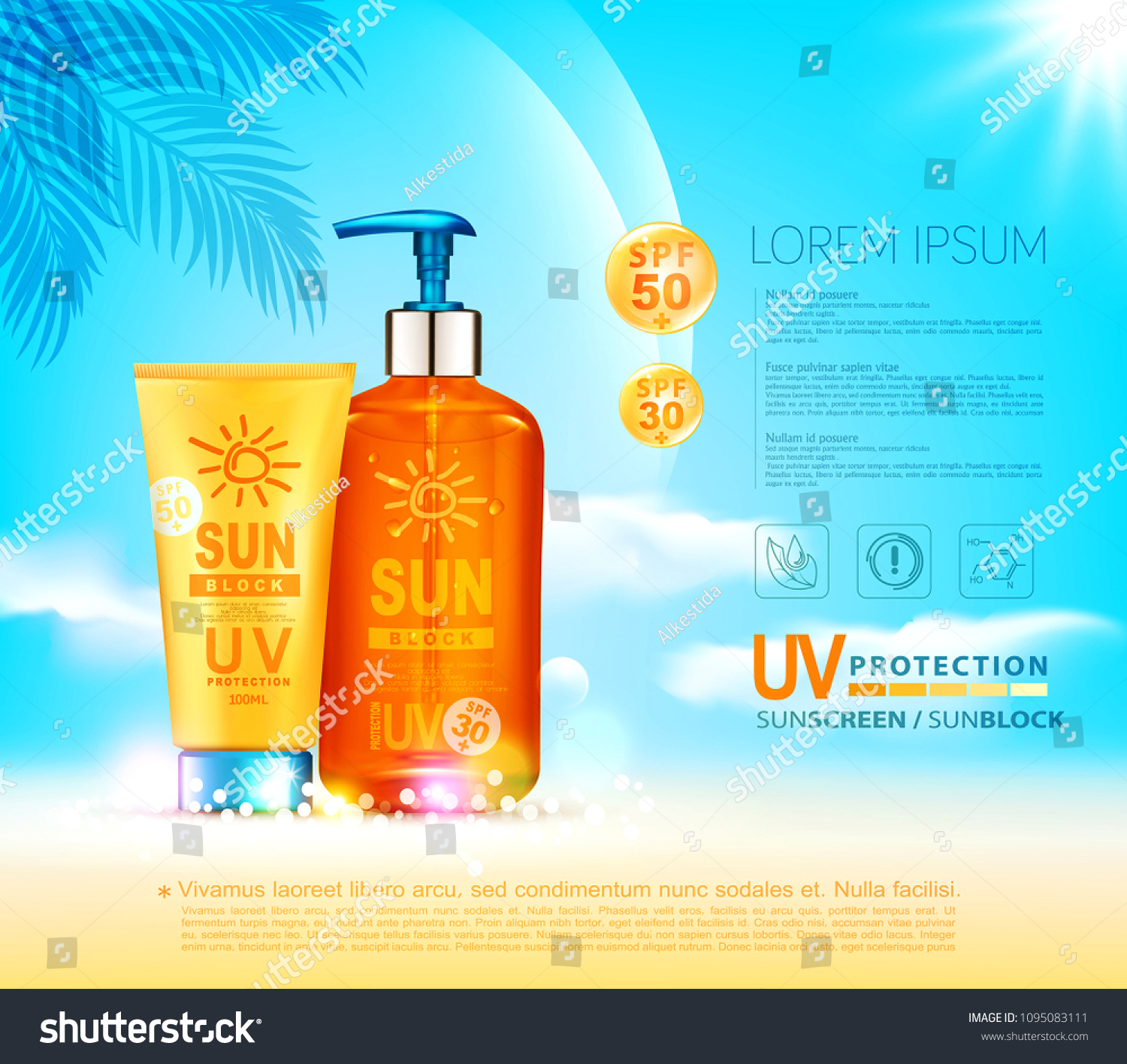 Vector Illustratin 3d Bottles Sun Protection Stock Vector (royalty Free 