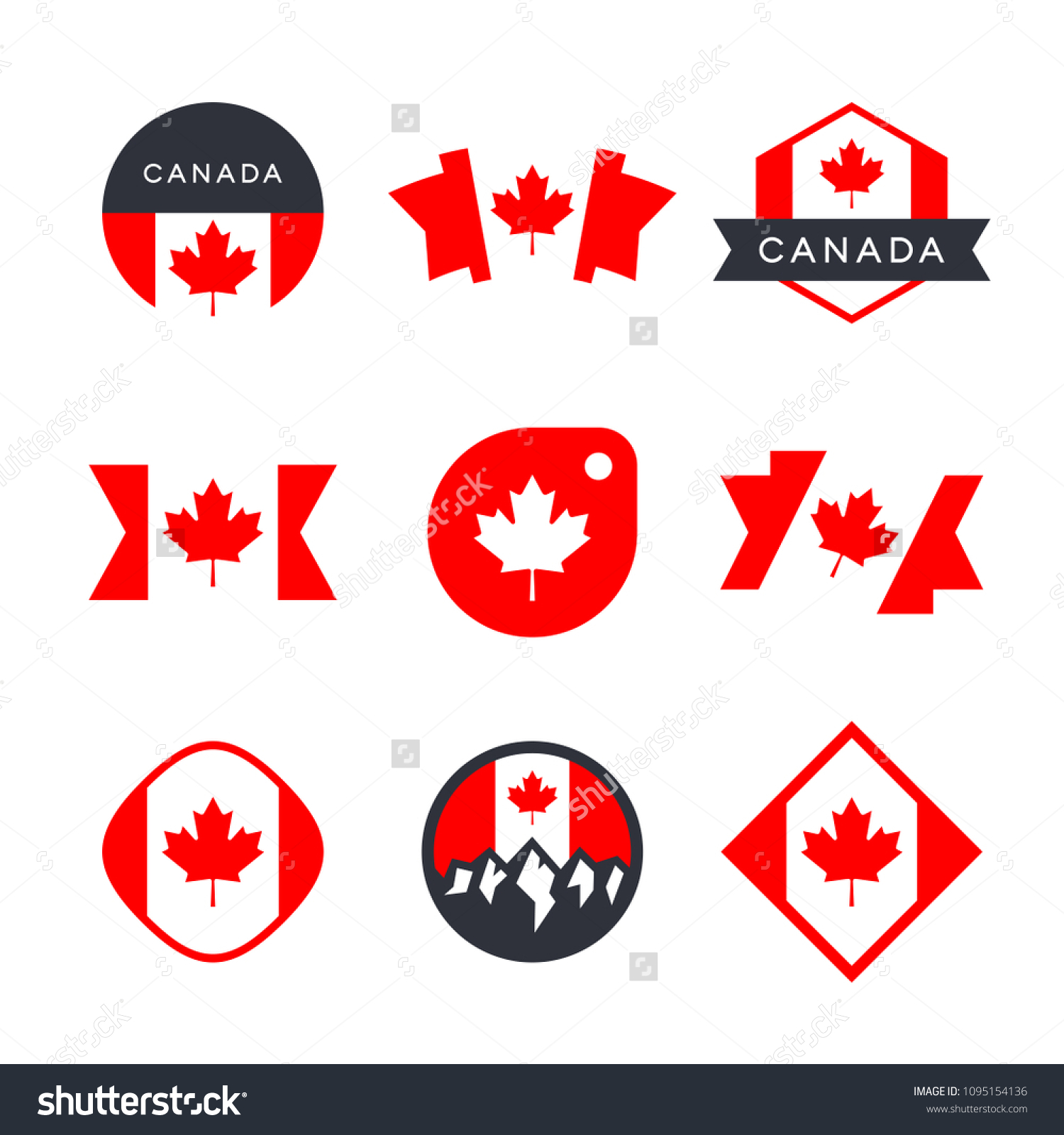 Canada Flag Logo Design Graphics Canadian Stock Vector (Royalty Free ...