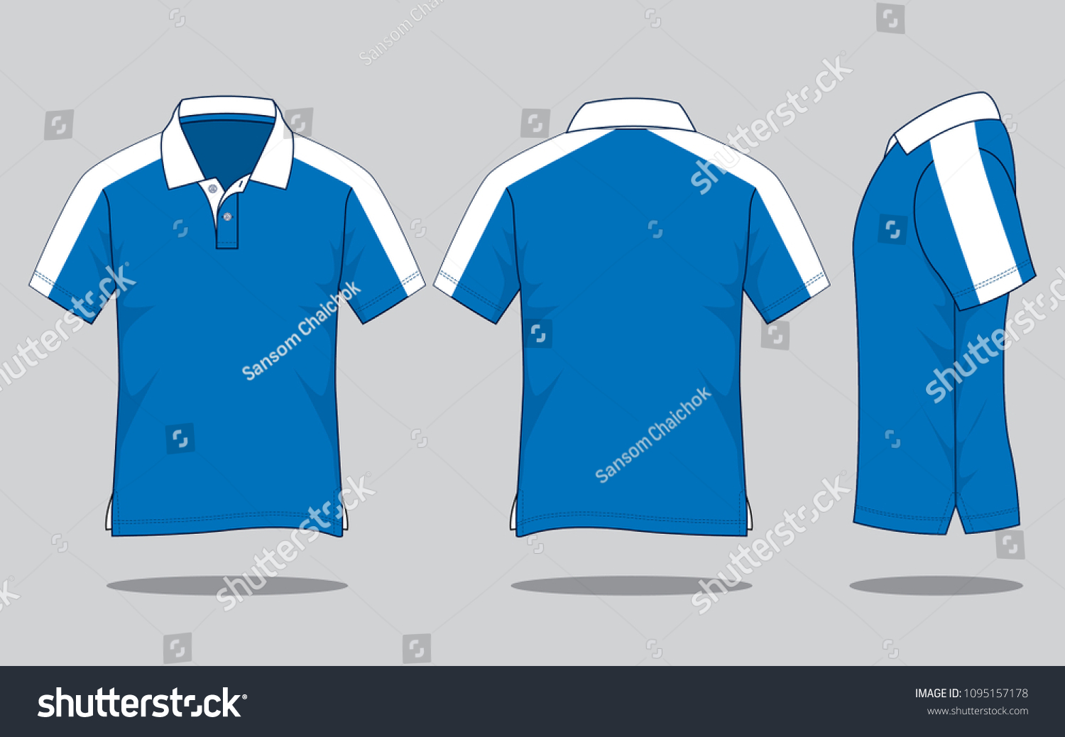 Polo Shirt Design Vector Bluewhite Colorsfront Stock Vector (Royalty ...