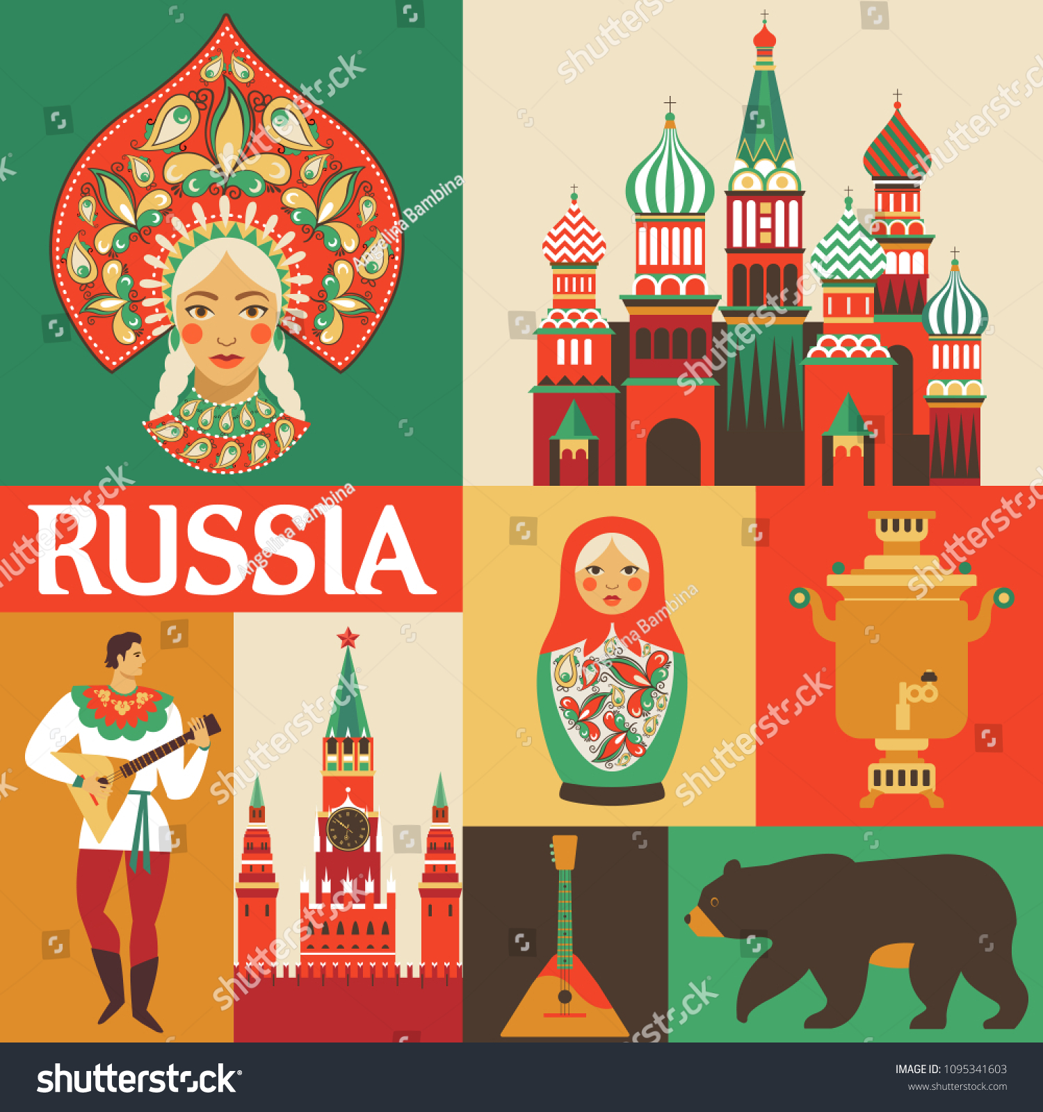 Russia Russian Folk Art Flat Design Stock Vector (Royalty Free ...