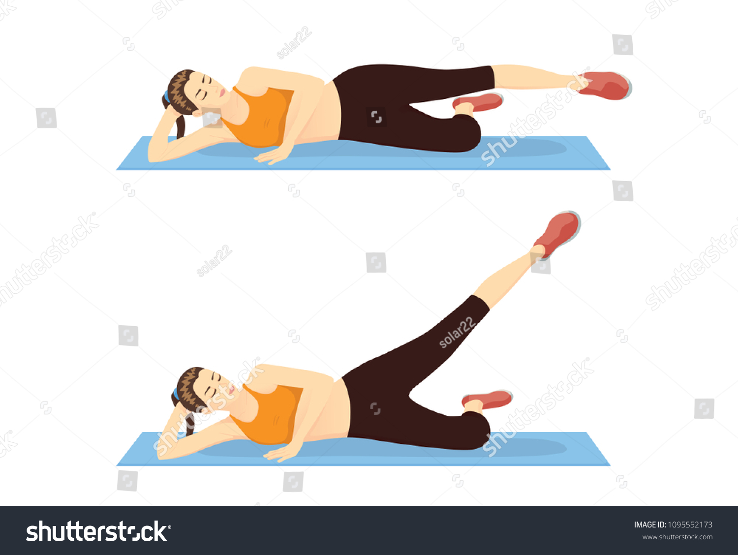 Woman Doing Straightleg Raises Outside Illustration Stock Vector ...