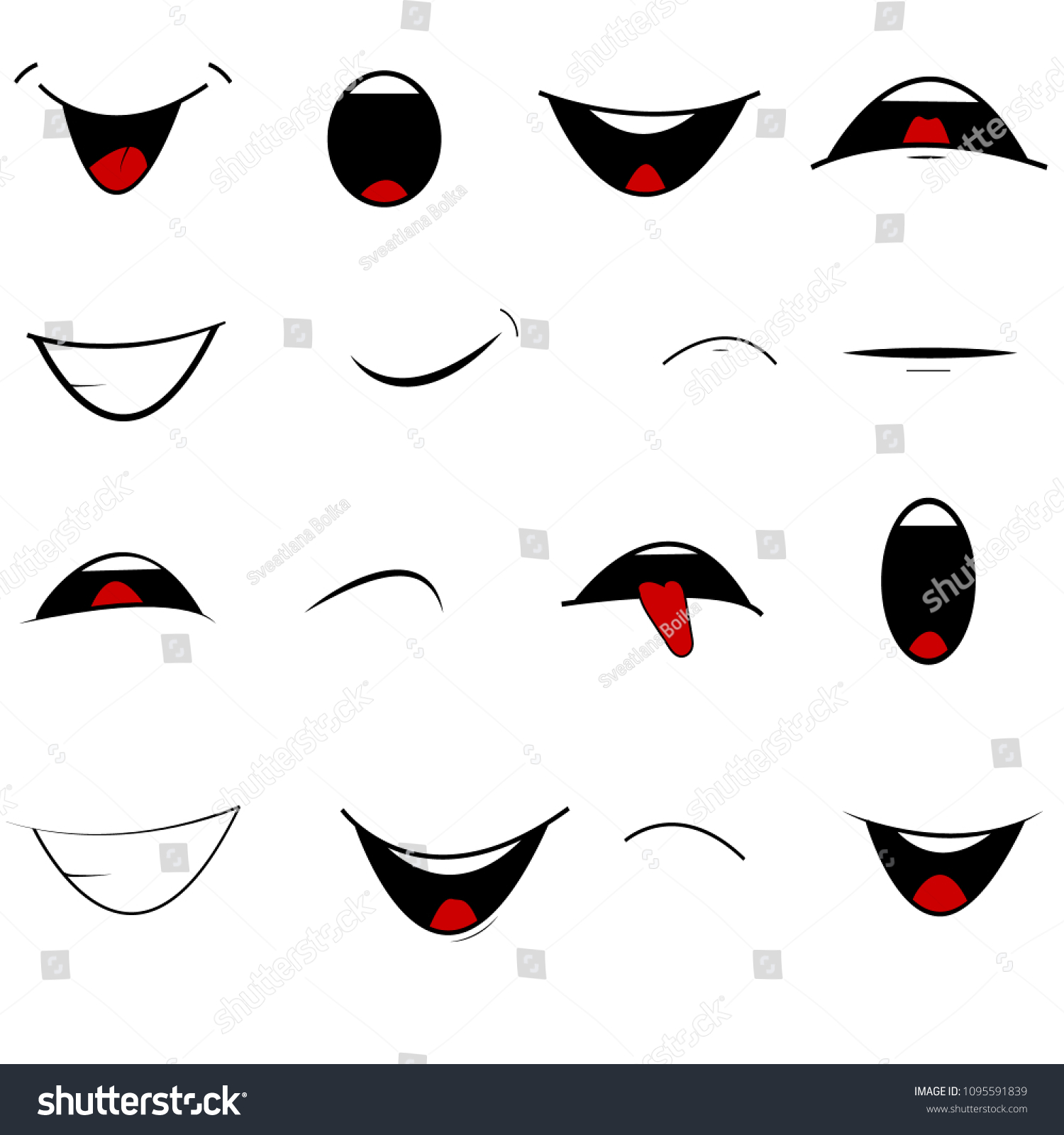 Mouth Emotions Set Vector Stock Vector (Royalty Free) 1095591839 ...