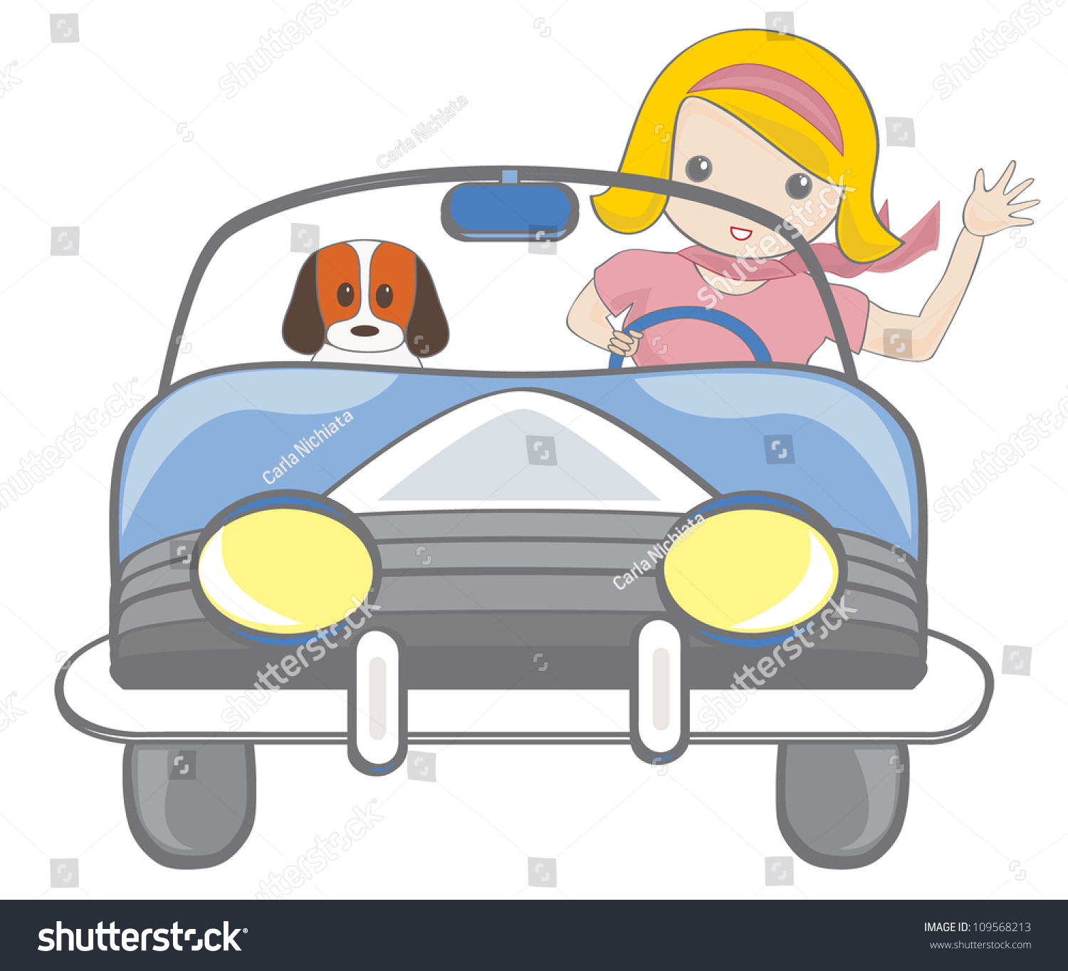 Картина девочка за рулём для детей