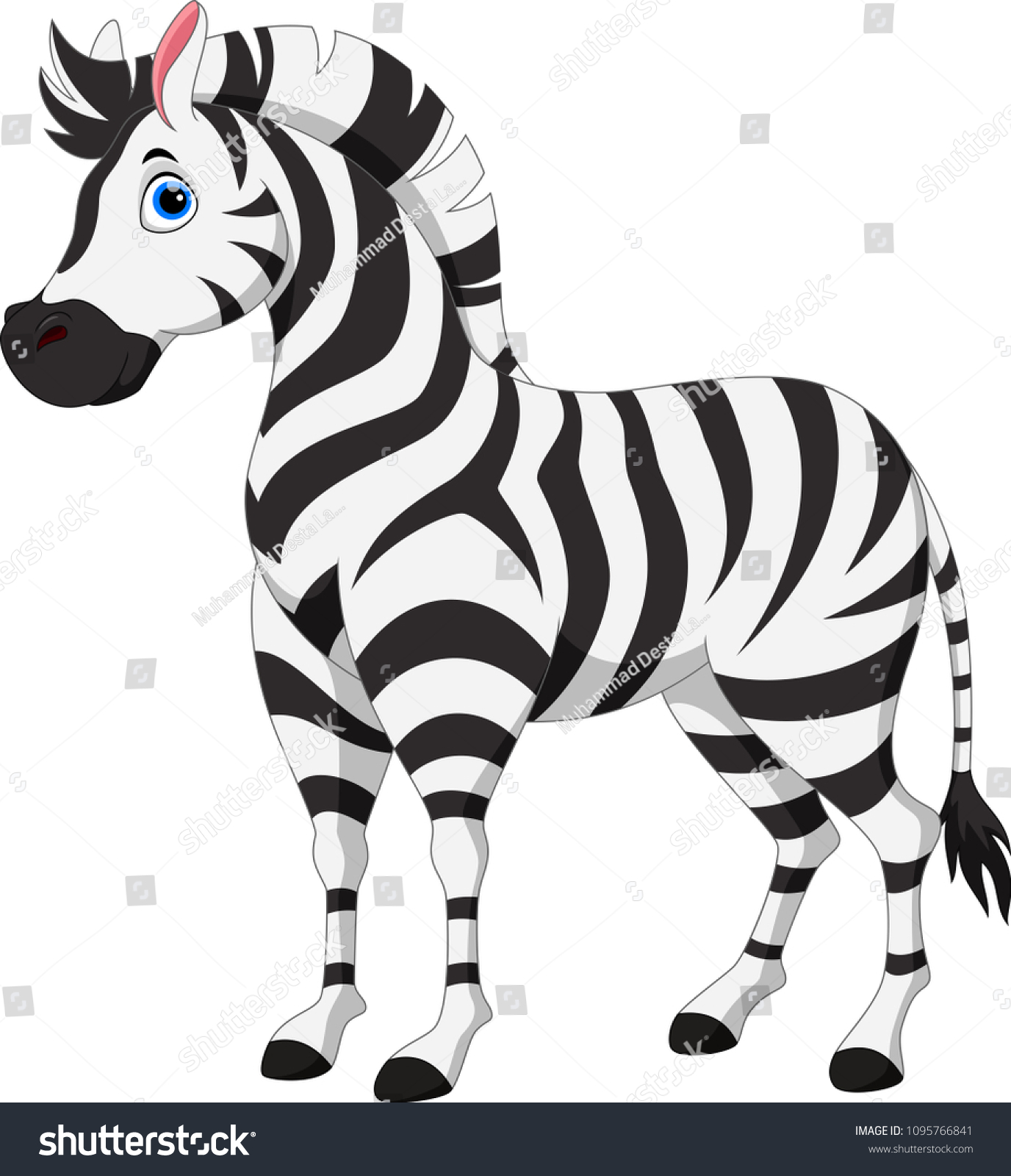 Cute Zebra Cartoon Isolated On White Stock Vector (Royalty Free ...