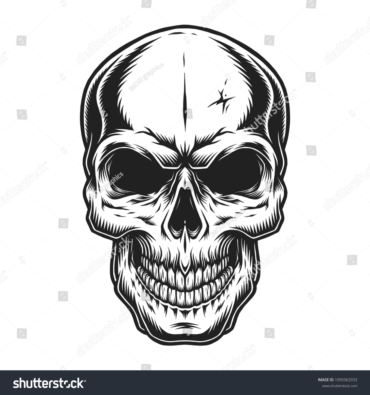 Vintage Scary Skull Concept Black Eyes Stock Vector (Royalty Free ...