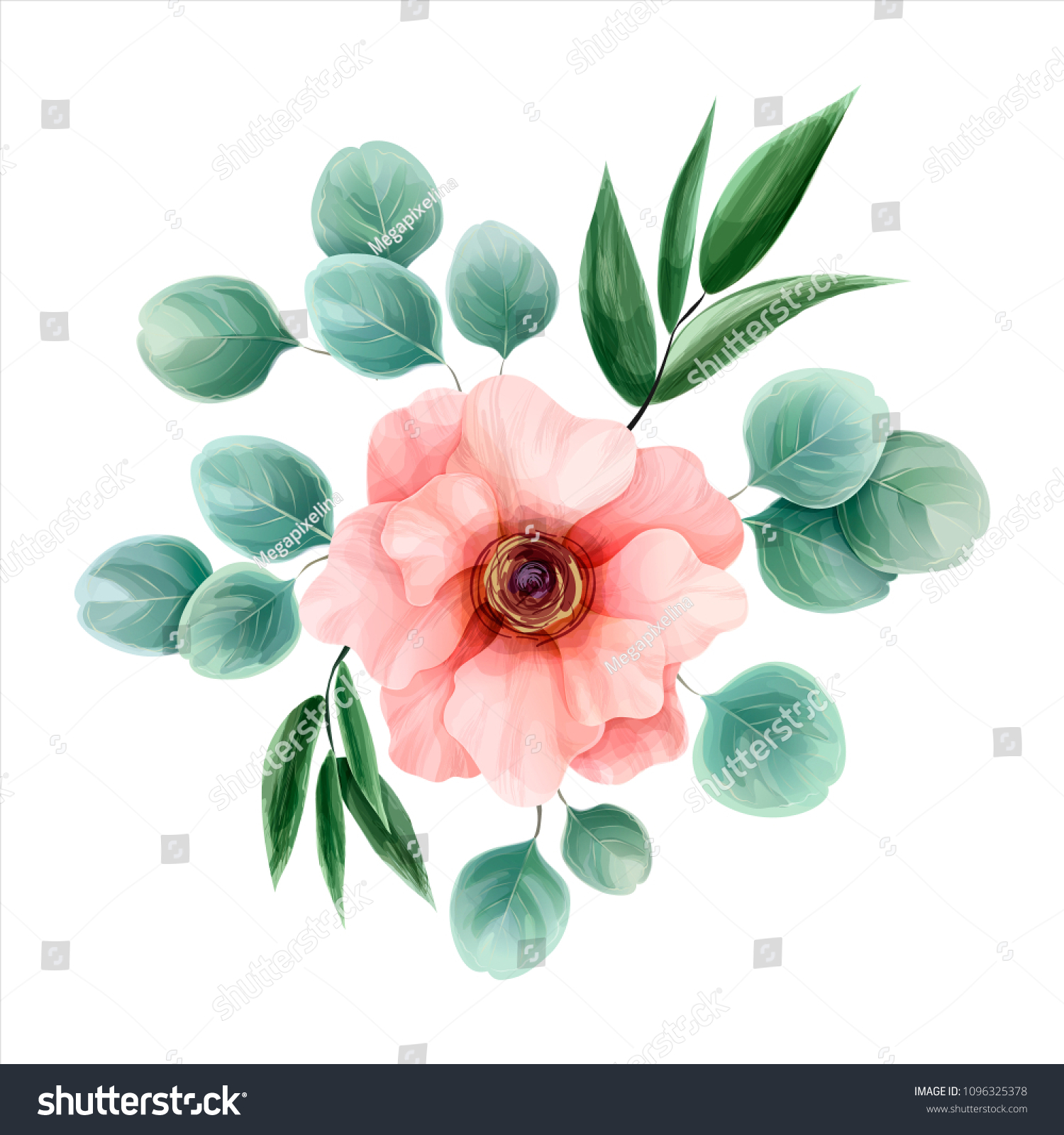 Flower Watercolor Vector Illustration Botanical Design Stock Vector ...