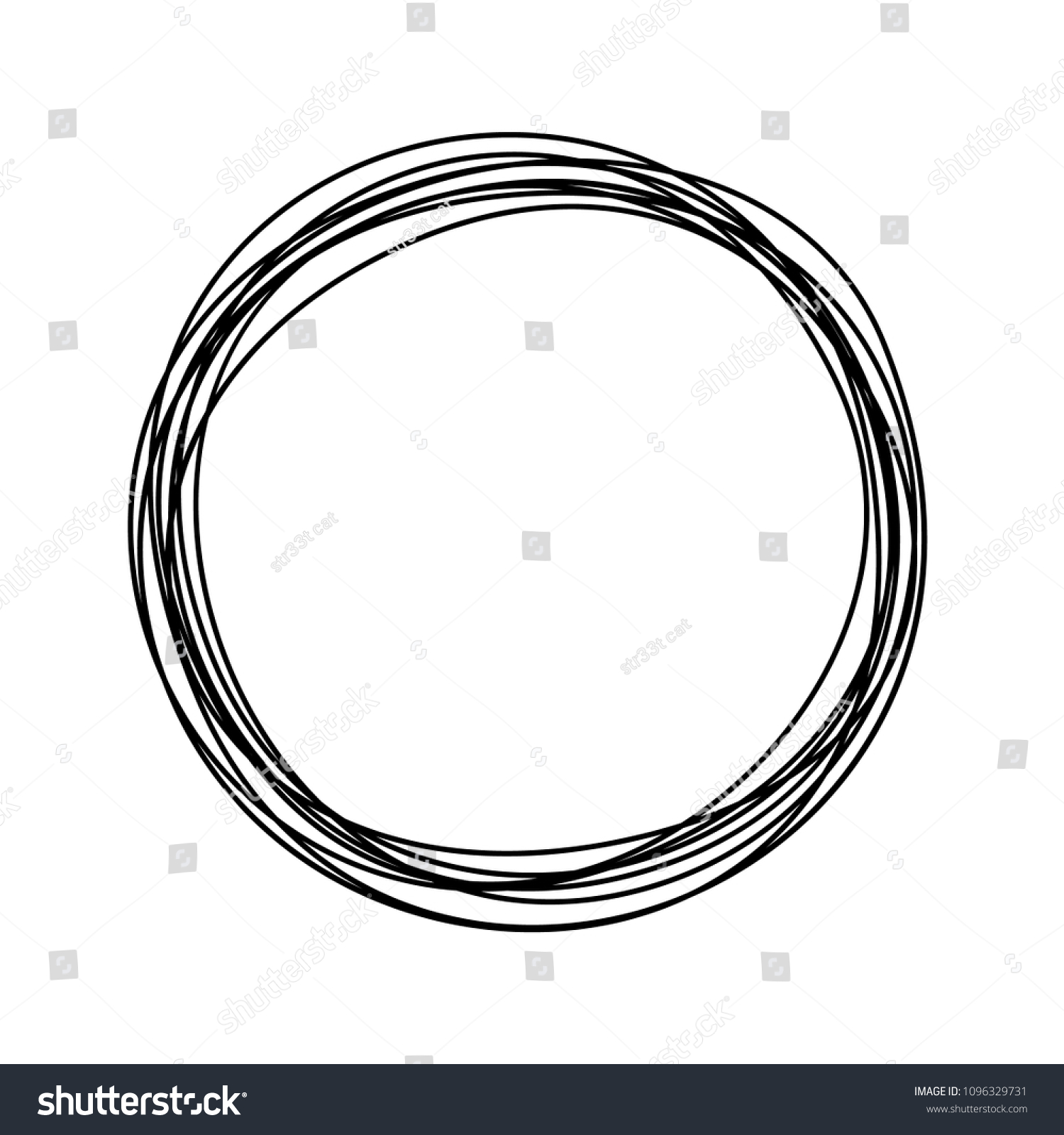 Grungy Round Scribble Circle Hand Drawn Stock Vector (Royalty Free ...