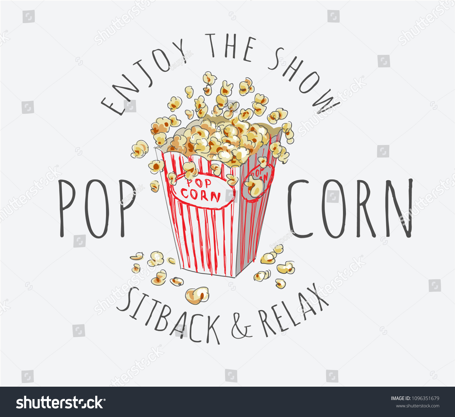 Popcorn Typography Slogan Stock Vector (Royalty Free) 1096351679