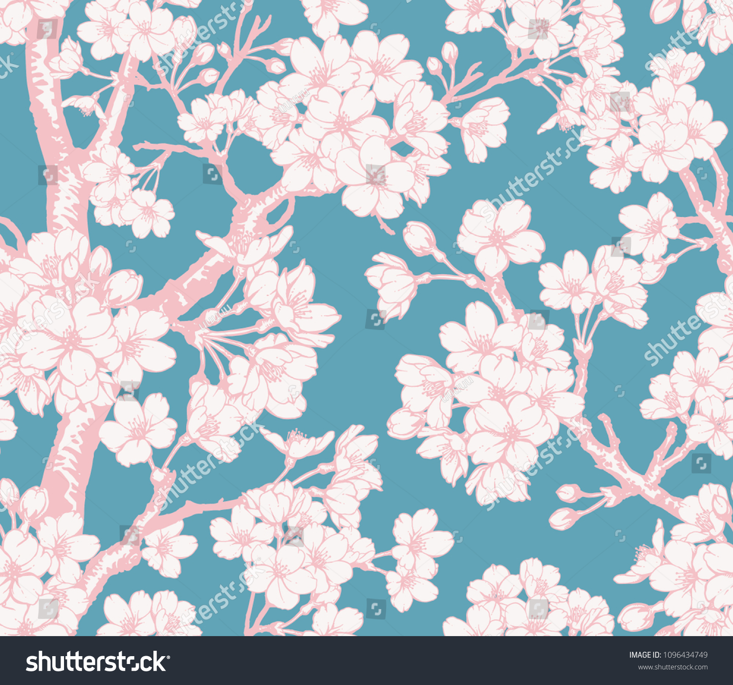 Cherry Tree Pattern Vector Image Flower Stock Vector (Royalty Free ...