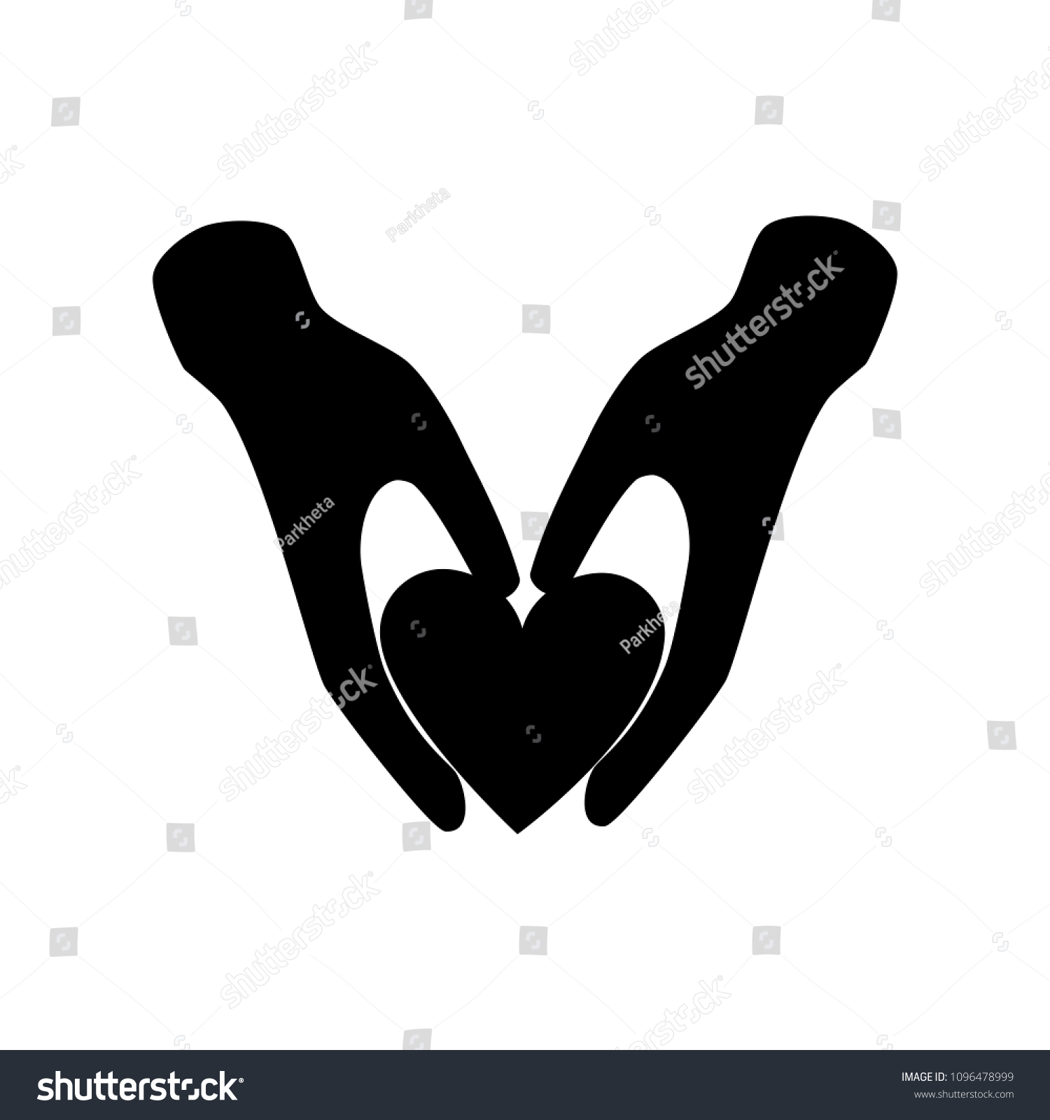 Heart Hands Silhouette On White Background Stock Vector (Royalty Free ...