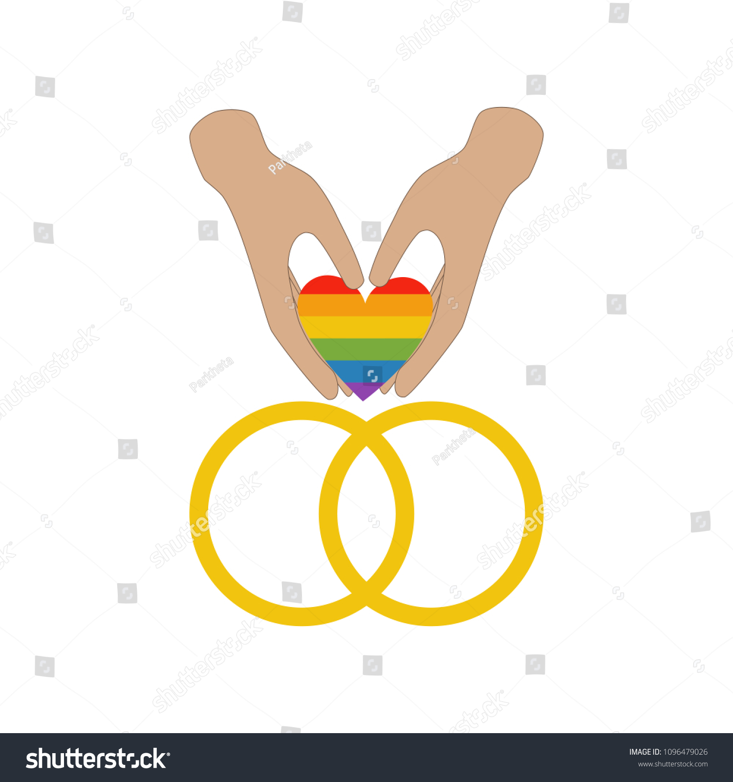 Same Sex Wedding Rings On White Stock Vector Royalty Free 1096479026