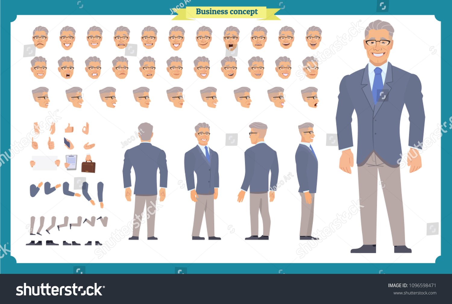 Vektor Stok Front Side Back View Animated Character Tanpa Royalti 1096598471 Shutterstock 7149