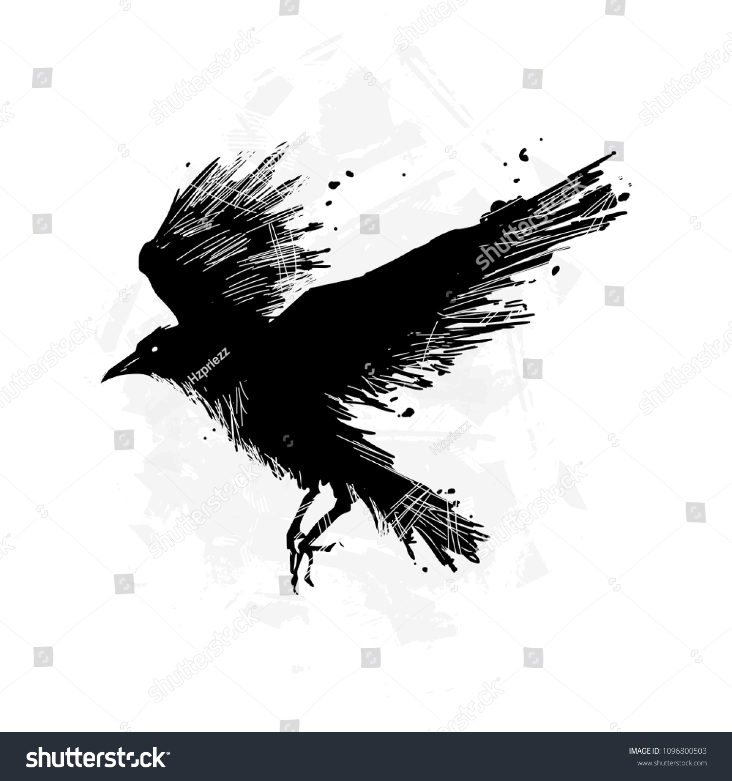 Detailed Crows Painted Ink On White Stock Vector (Royalty Free ...