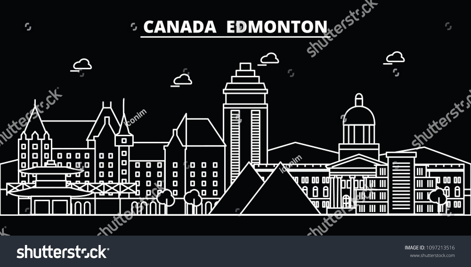 Edmonton Silhouette Skyline Canada Edmonton Vector Stock Vector ...