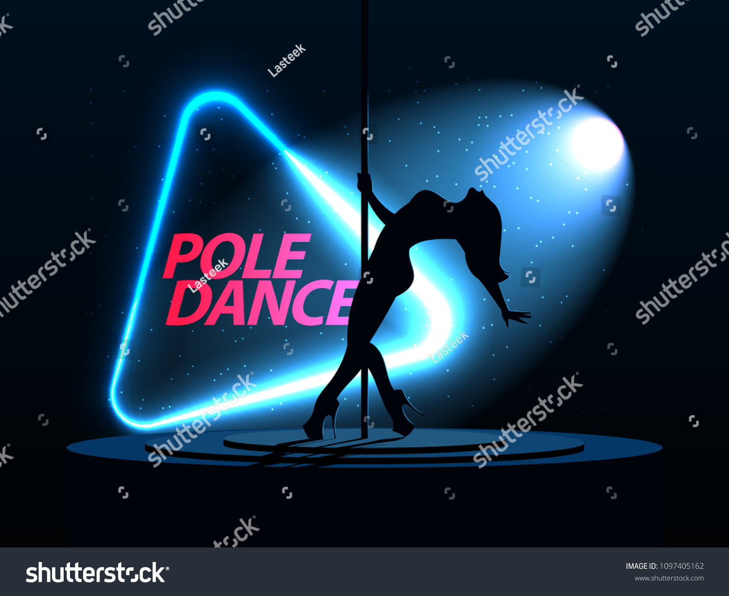 Pole Dance Silhouette Girl Neon Triangle Stock Vector (Royalty Free ...