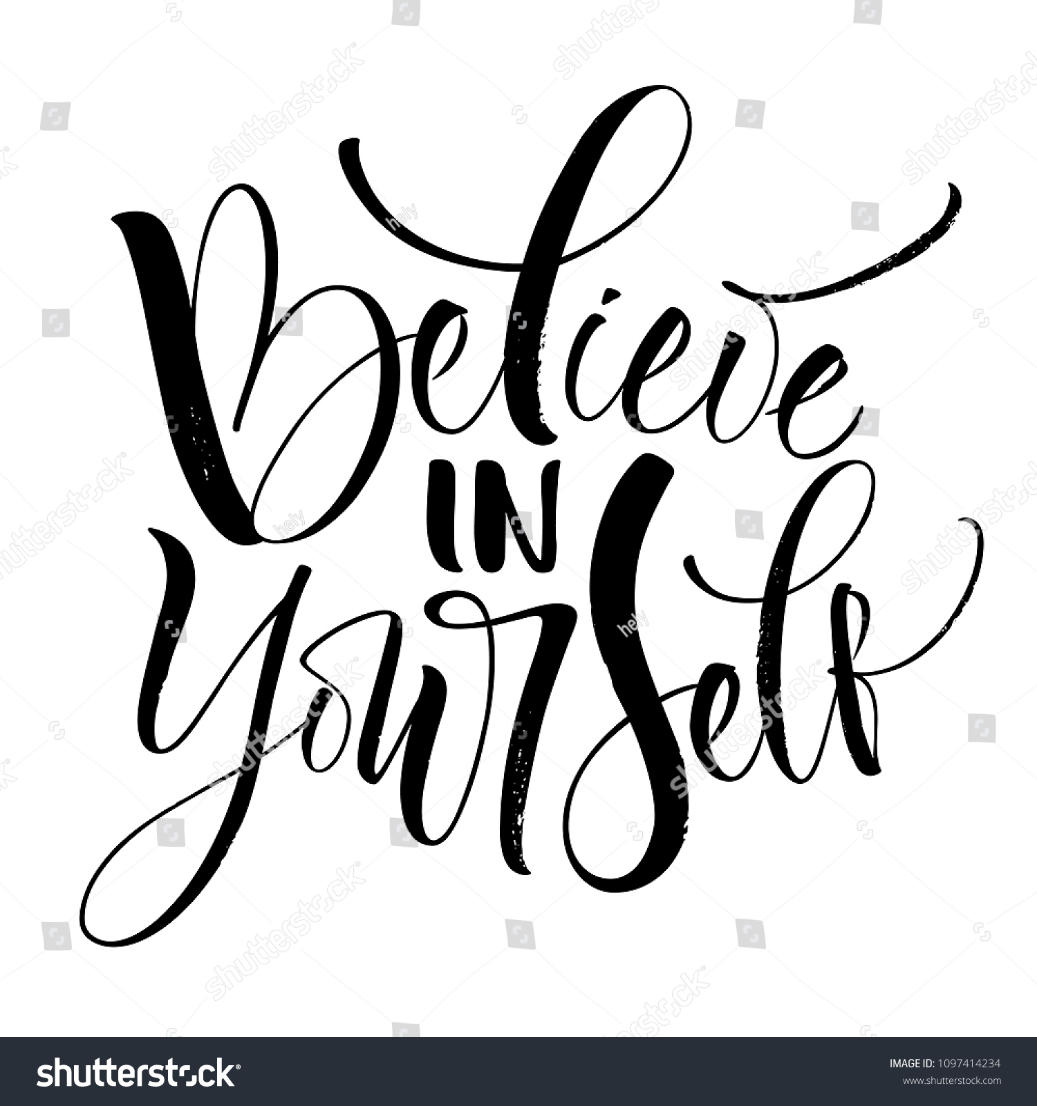 Believe Yourself Lettering Handwritten Modern Calligraphy Stock Vector ...