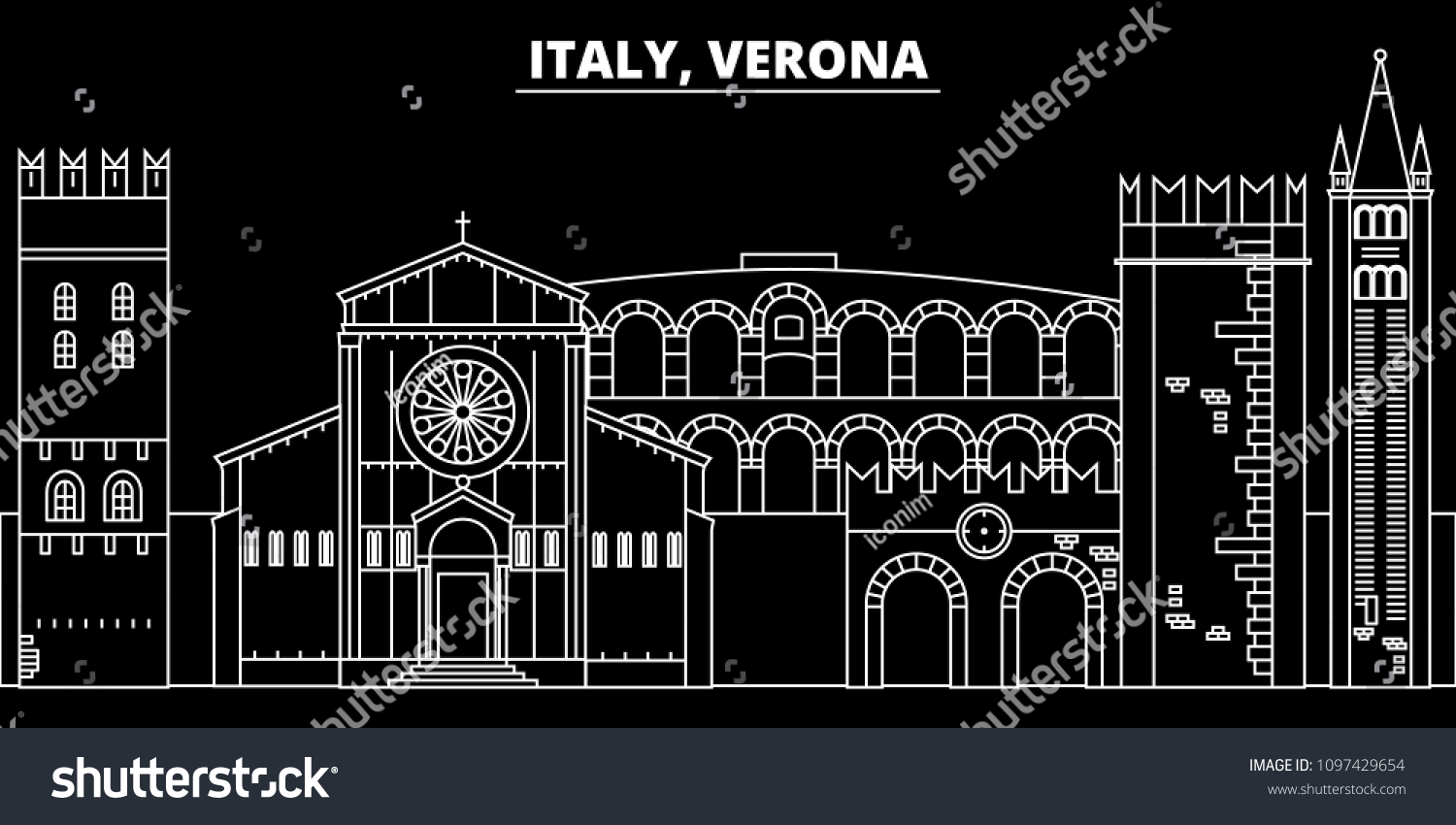 Verona Silhouette Skyline Italy Verona Vector Stock Vector (Royalty ...