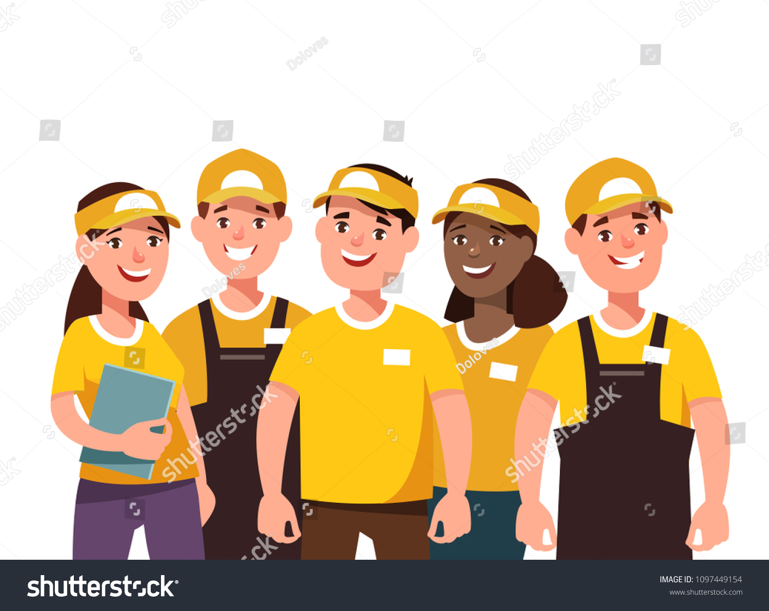 Restaurant Fast Food Worker Team Young Stock Vector (Royalty Free ...