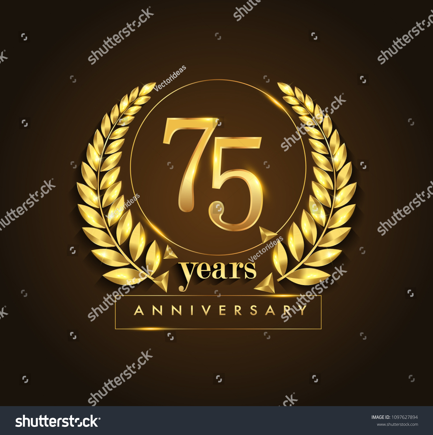 75th Gold Anniversary Celebration Logo Golden Stock Vector (Royalty ...